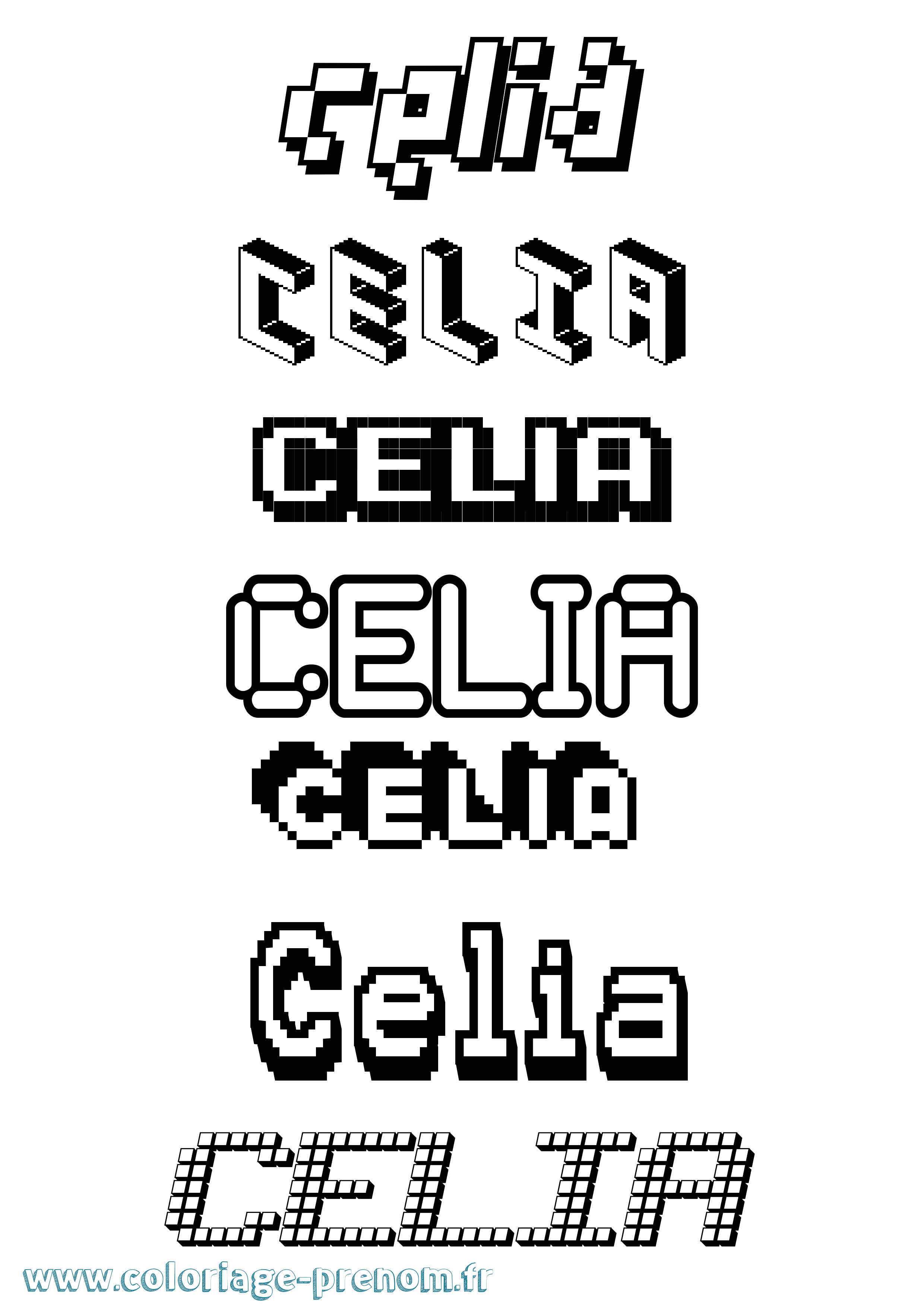 Coloriage prénom Celia Pixel