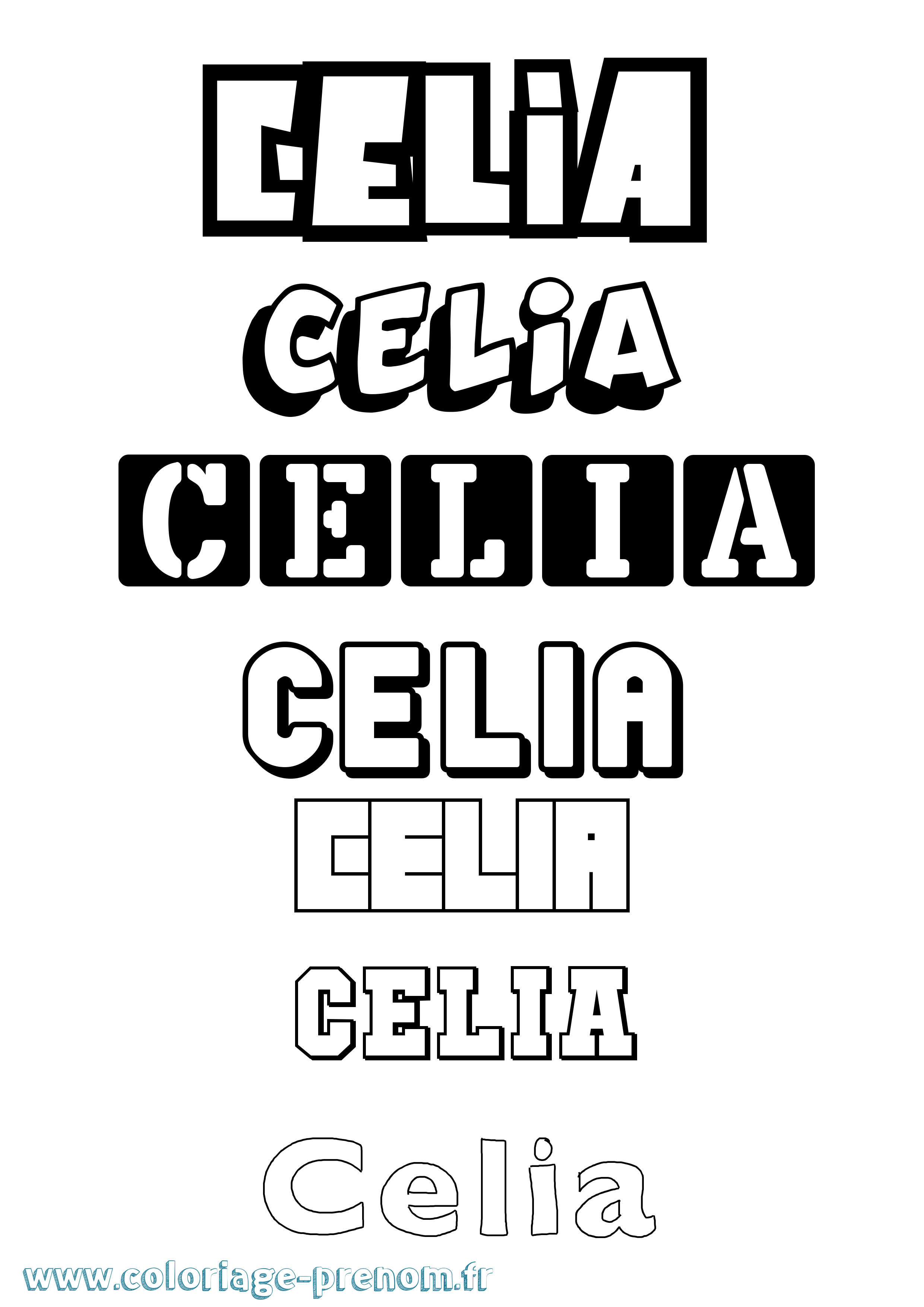 Coloriage prénom Celia Simple