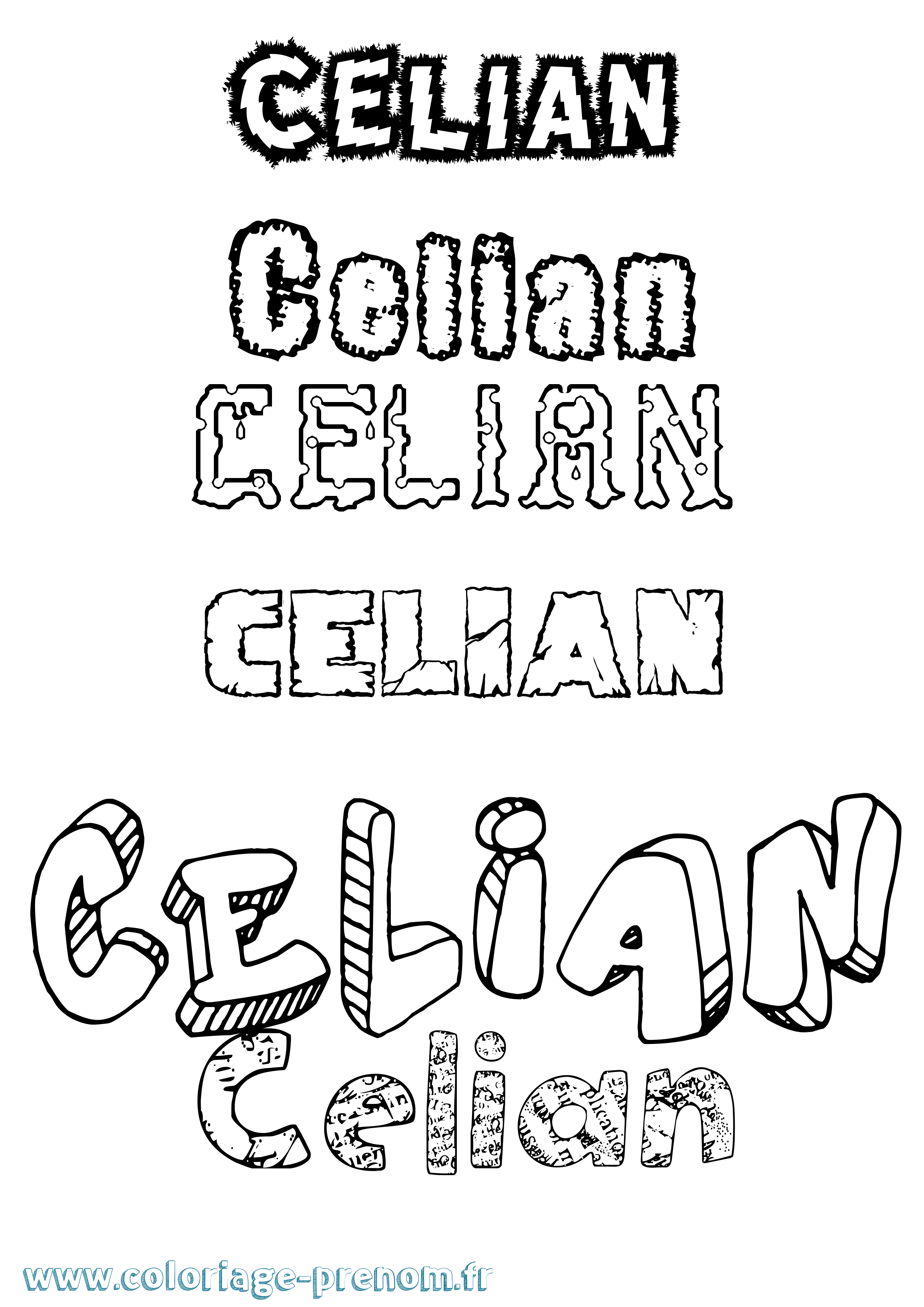 Coloriage prénom Celian Destructuré
