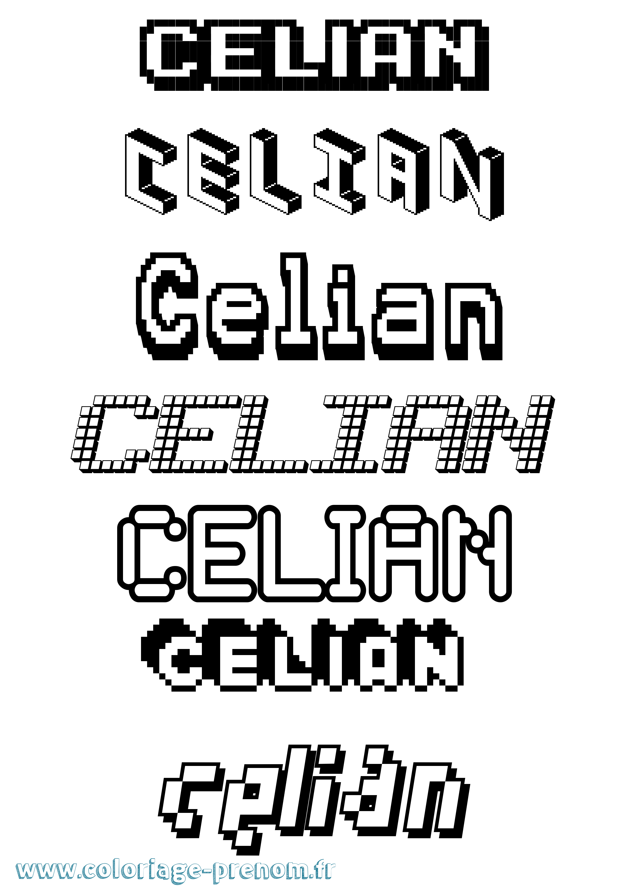 Coloriage prénom Celian Pixel