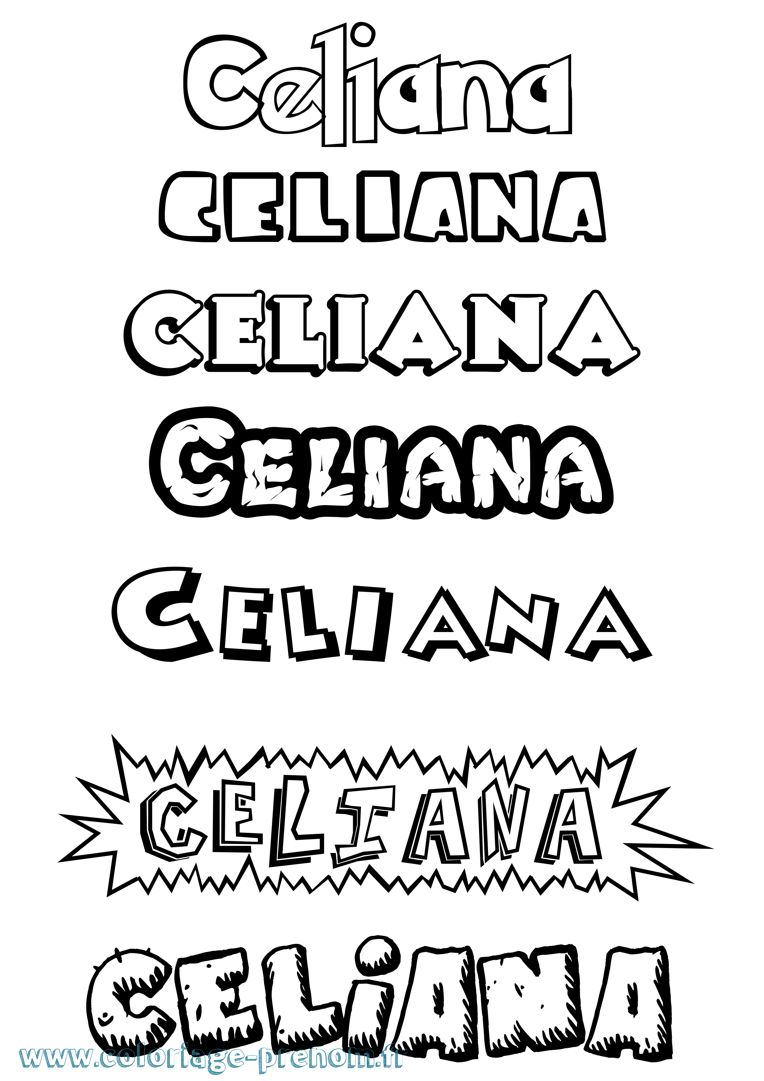 Coloriage Celiana Dessin Animé Coloriage prénom Celiana Dessin Animé
