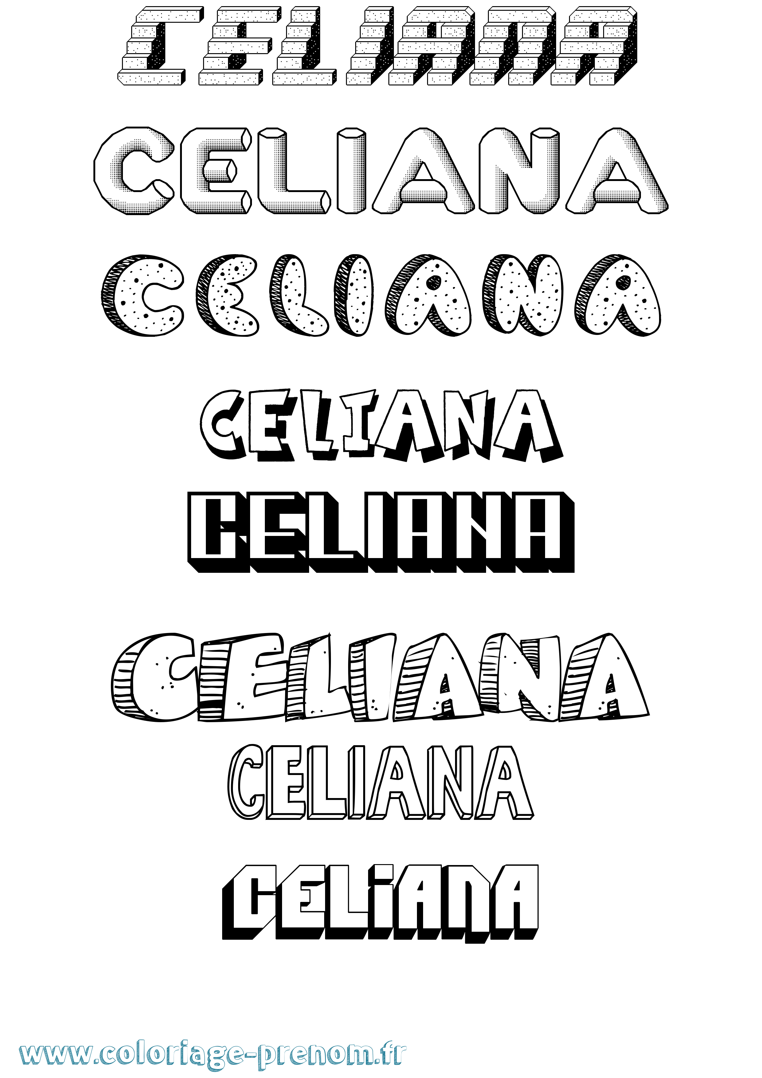 Coloriage Celiana Effet 3D Coloriage prénom Celiana Effet 3D