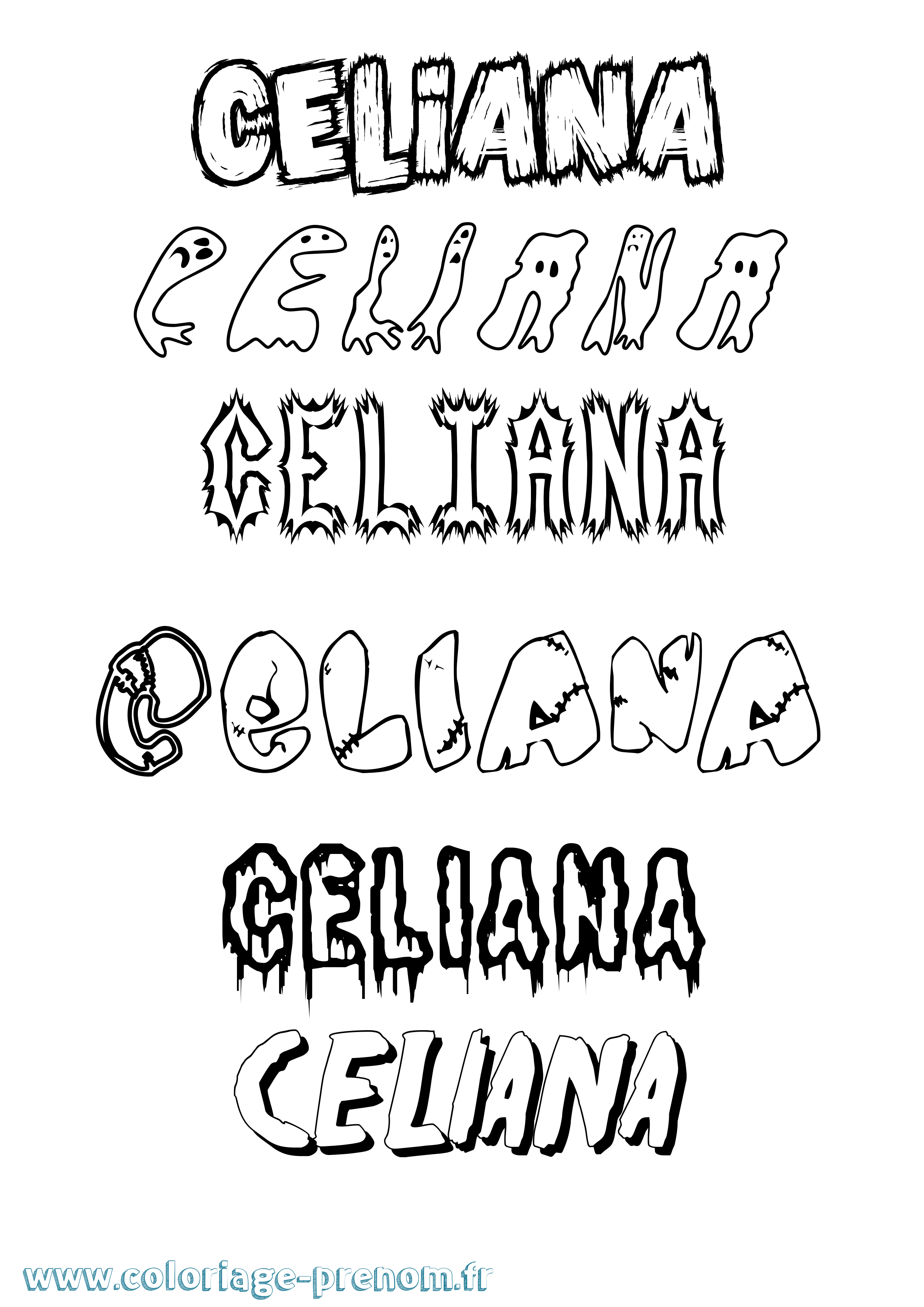 Coloriage Celiana Frisson Coloriage prénom Celiana Frisson