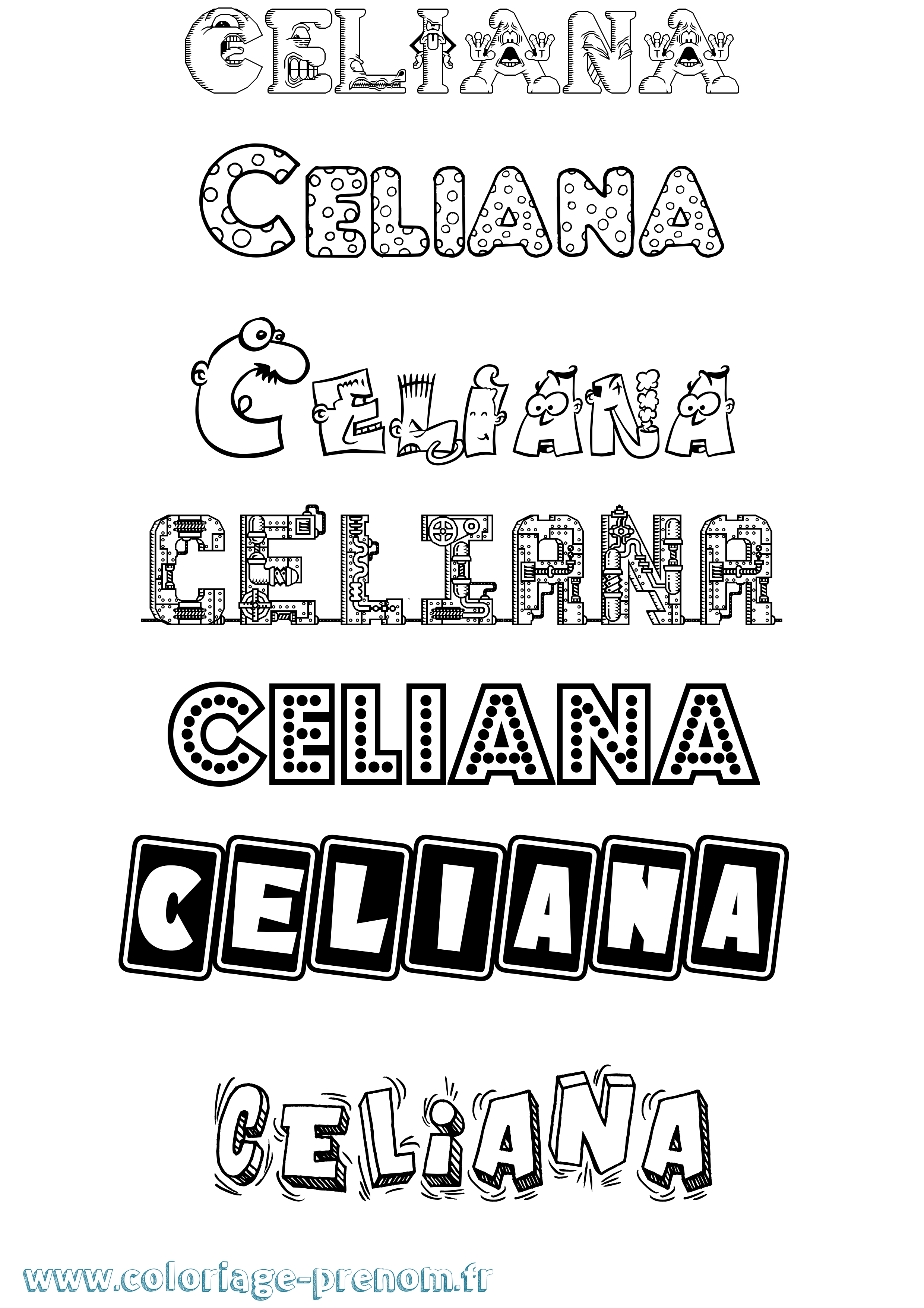 Coloriage Celiana Fun Coloriage prénom Celiana Fun