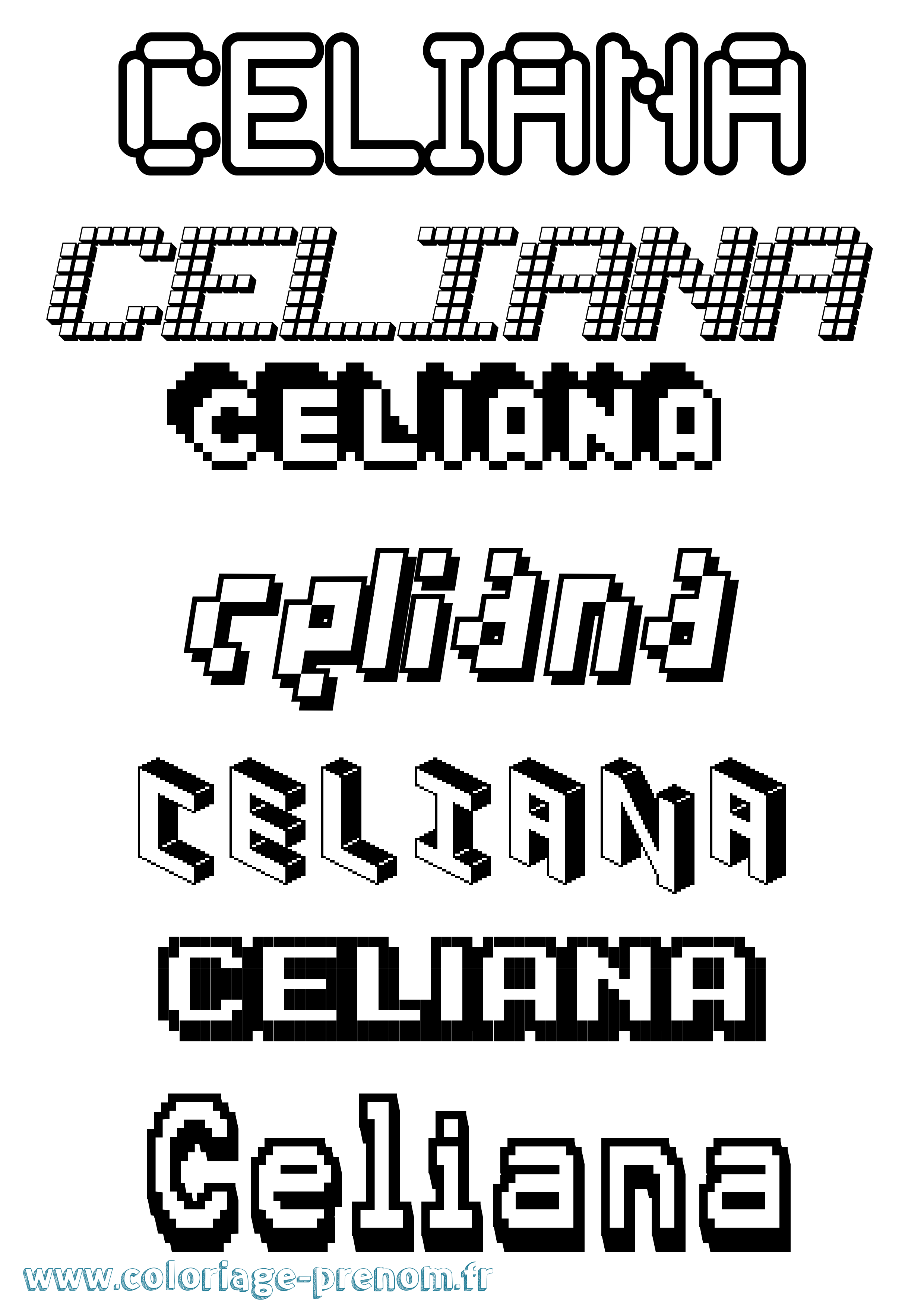 Coloriage Celiana Pixel Coloriage prénom Celiana Pixel