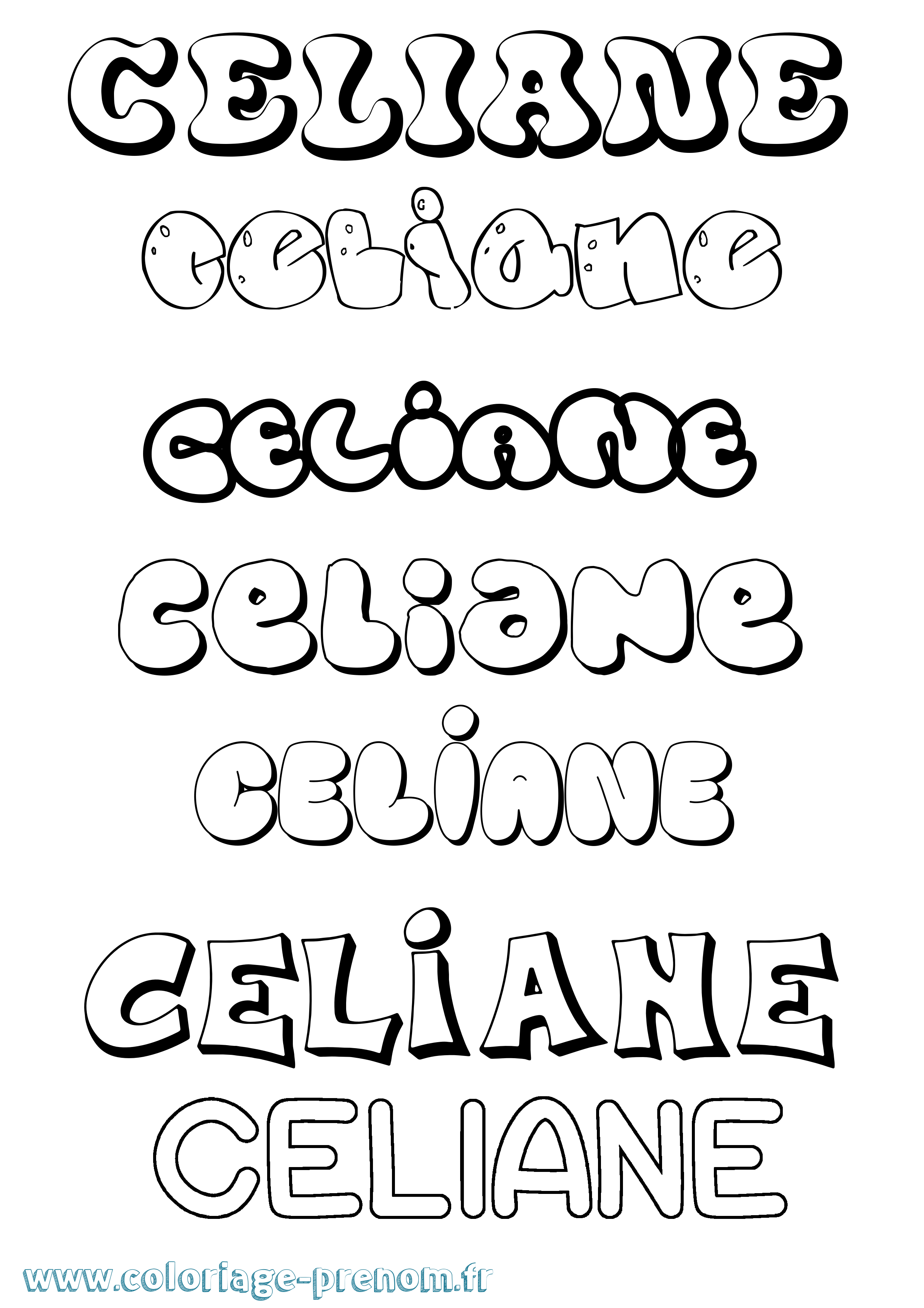 Coloriage prénom Celiane Bubble