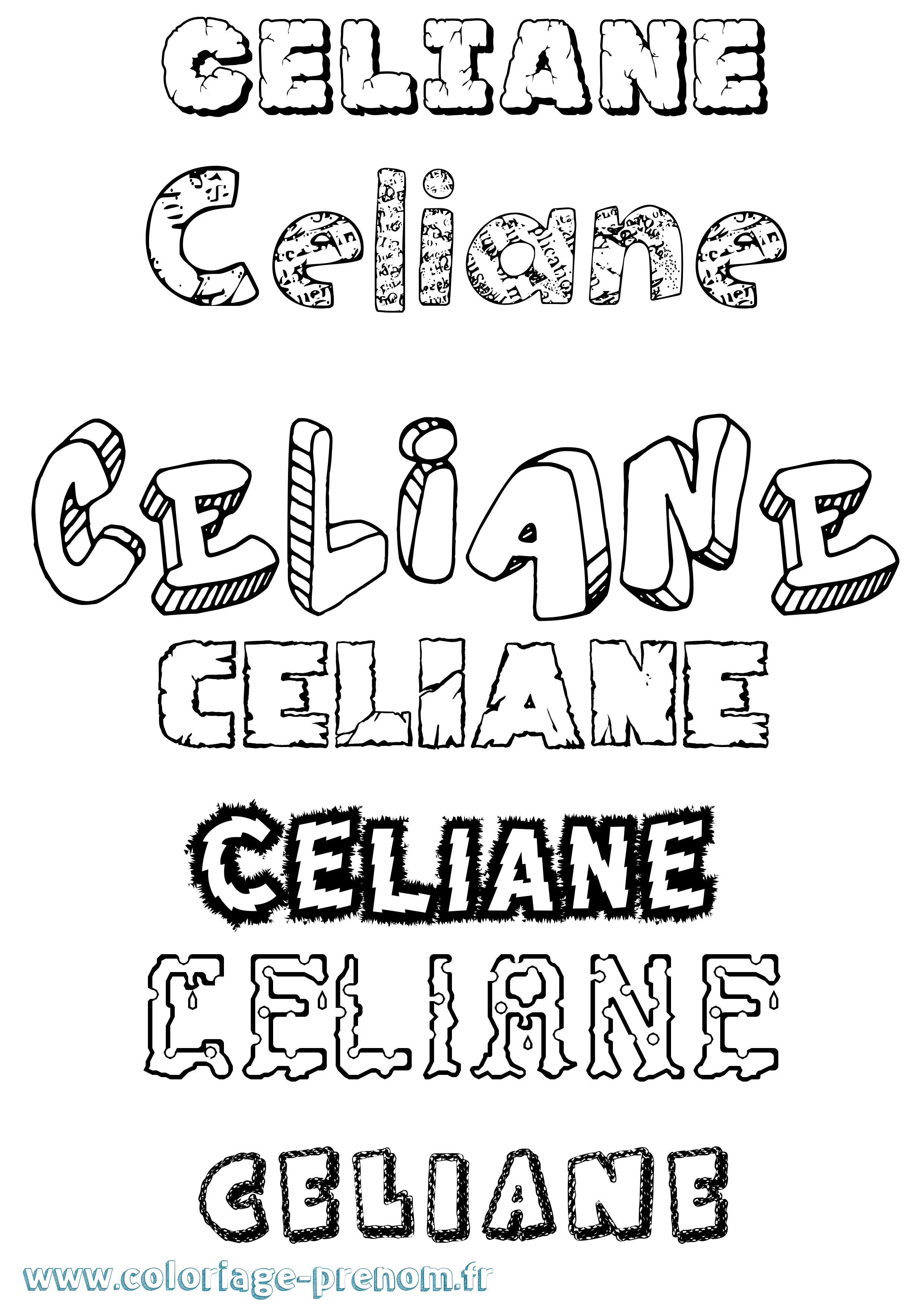 Coloriage prénom Celiane Destructuré