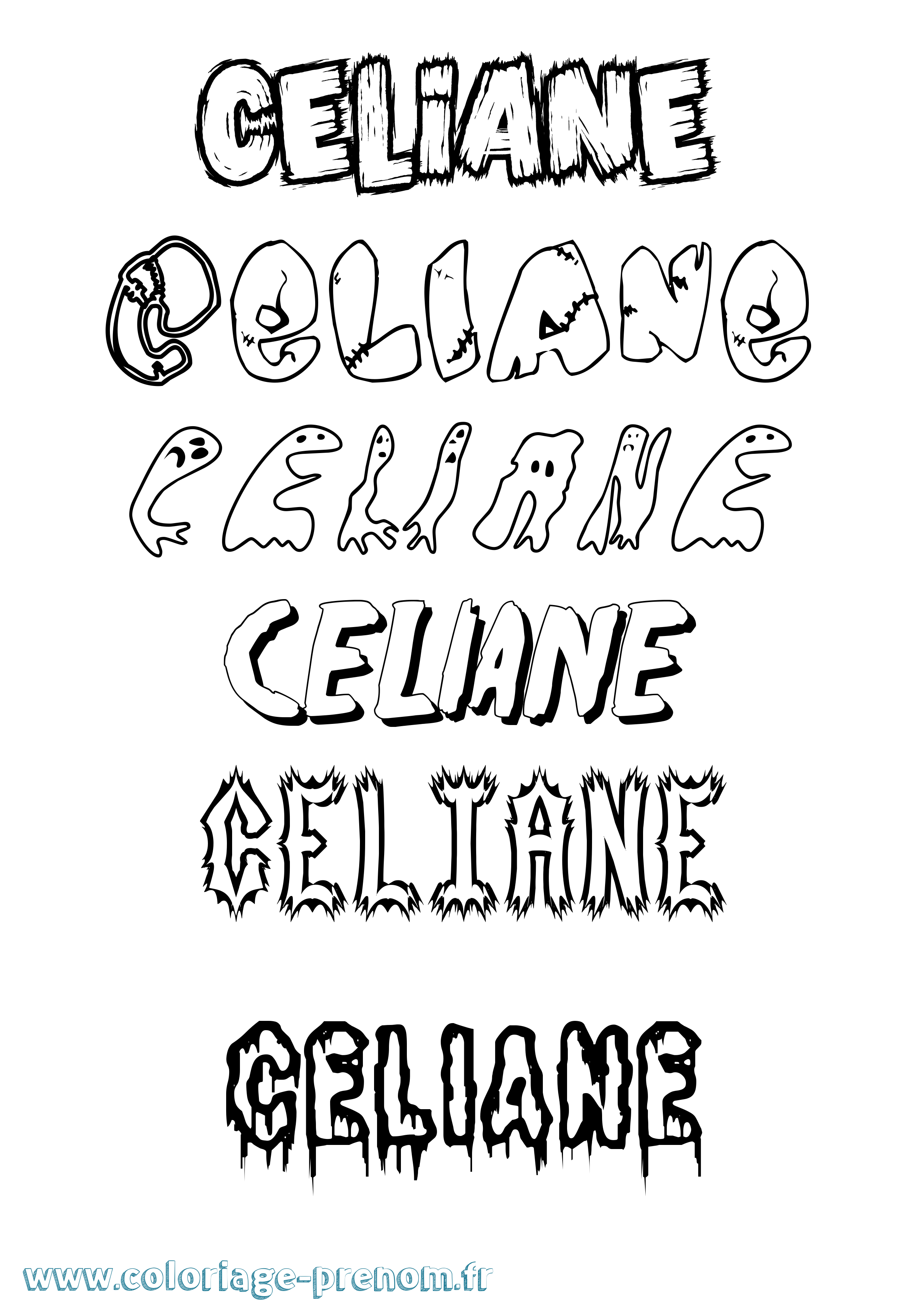 Coloriage prénom Celiane Frisson