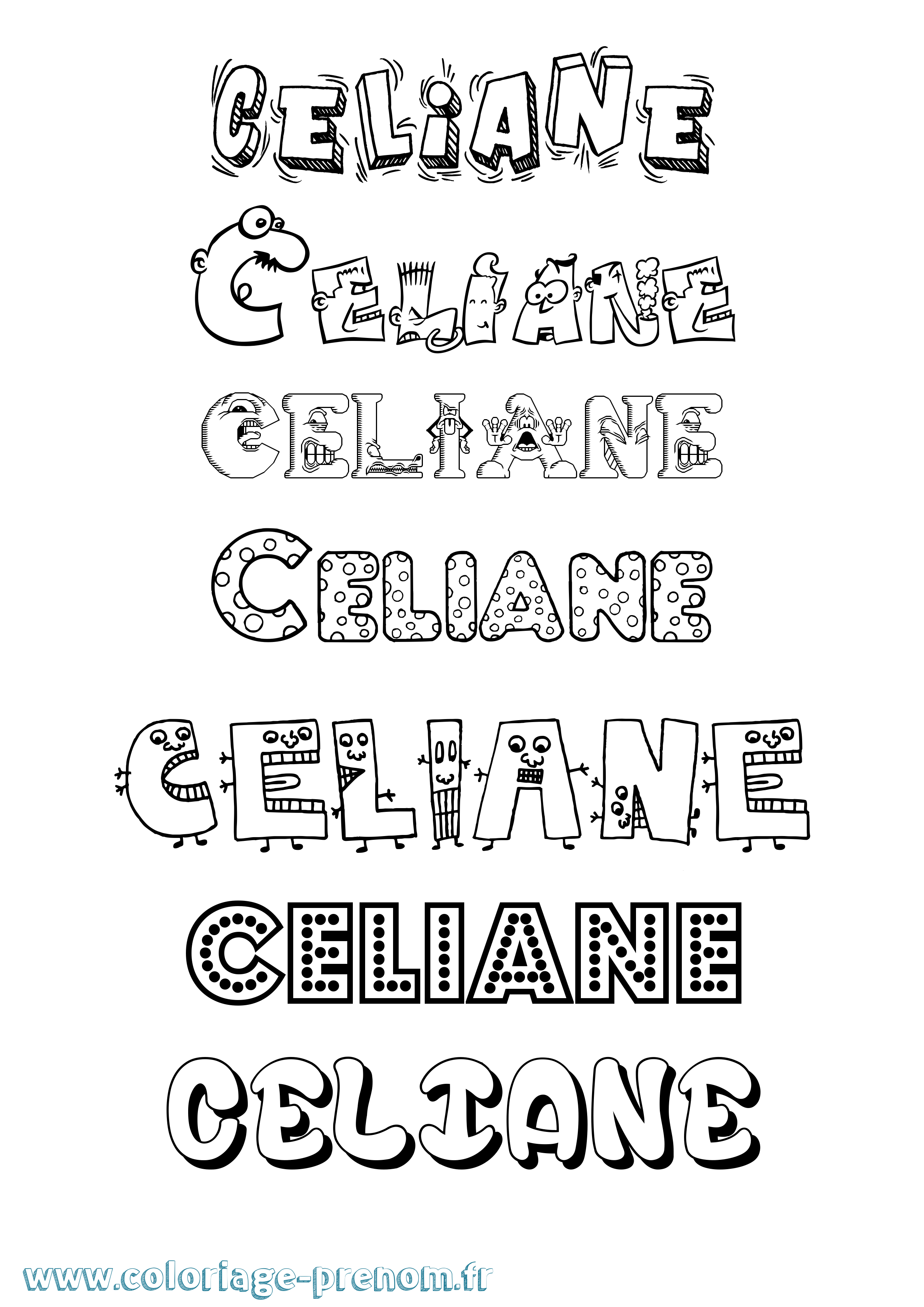 Coloriage prénom Celiane Fun