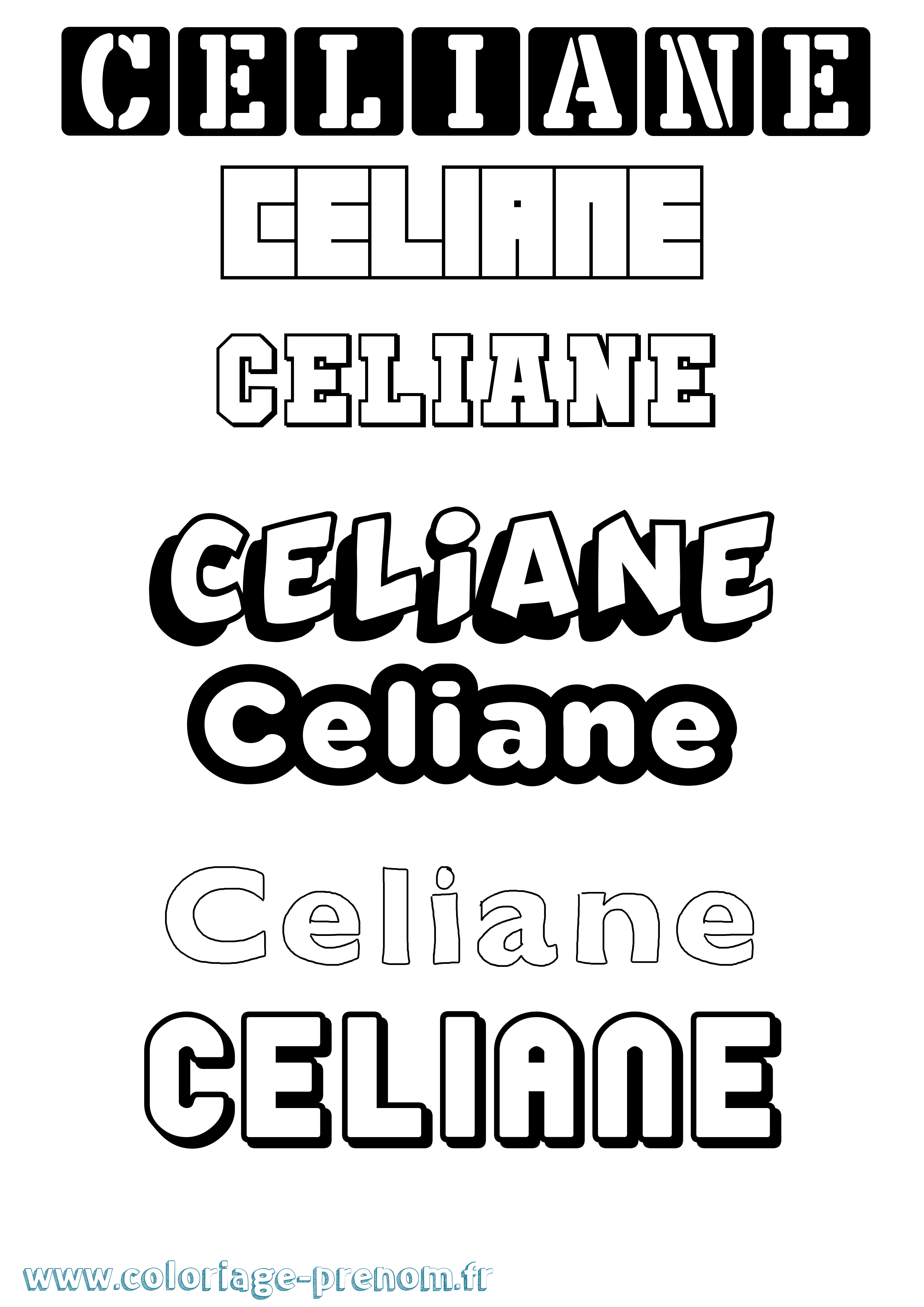 Coloriage prénom Celiane Simple