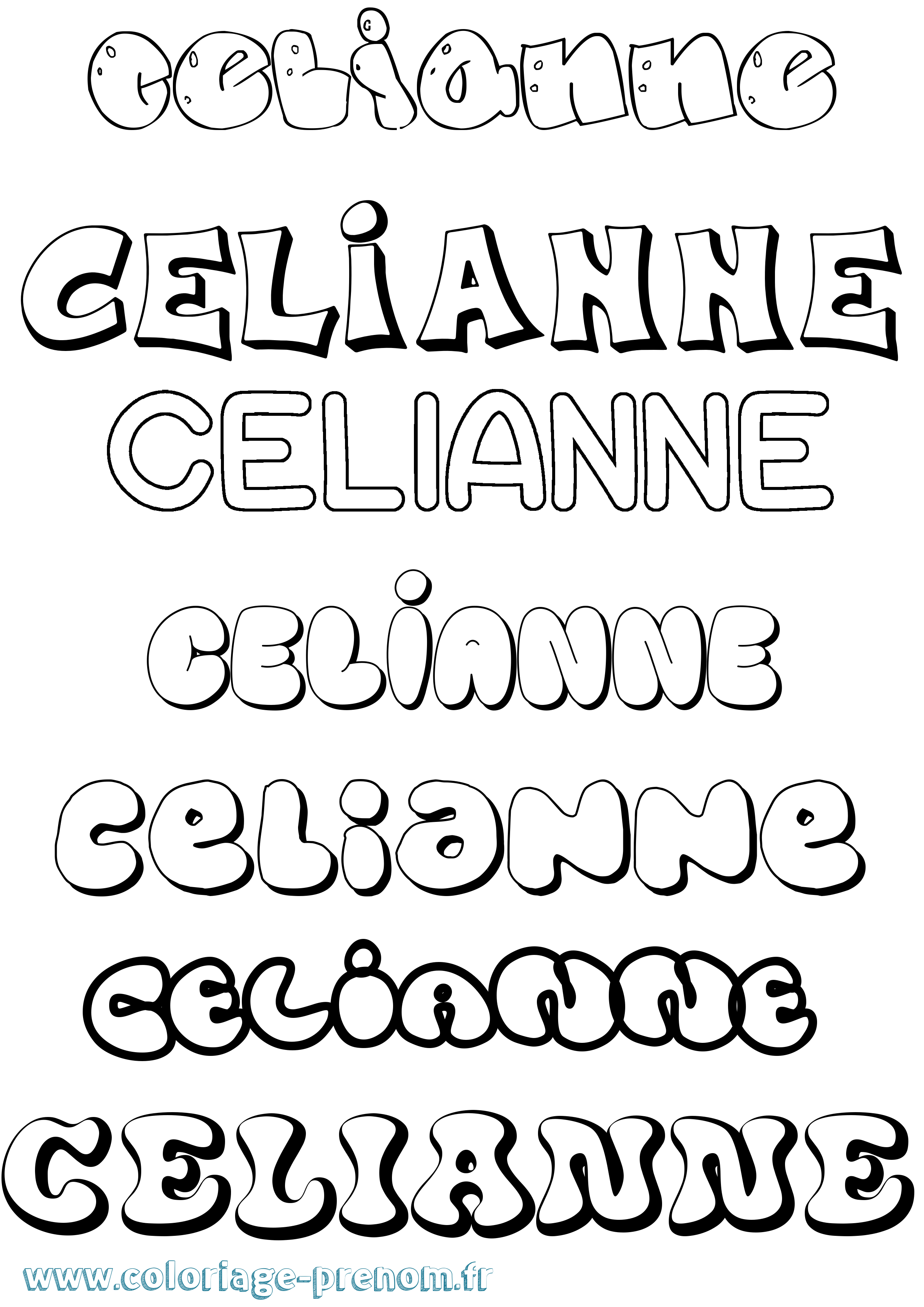 Coloriage prénom Celianne Bubble