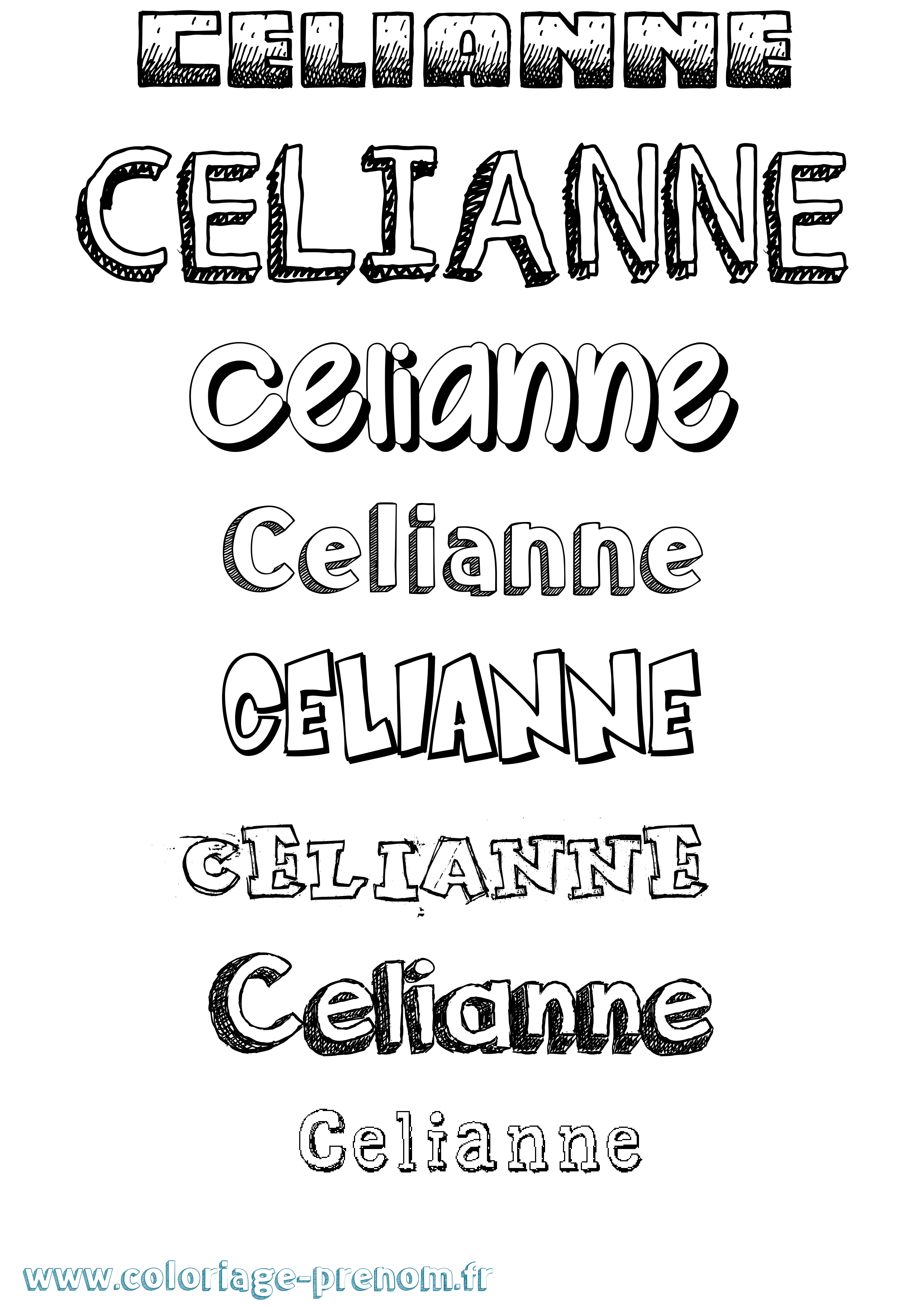 Coloriage prénom Celianne Dessiné