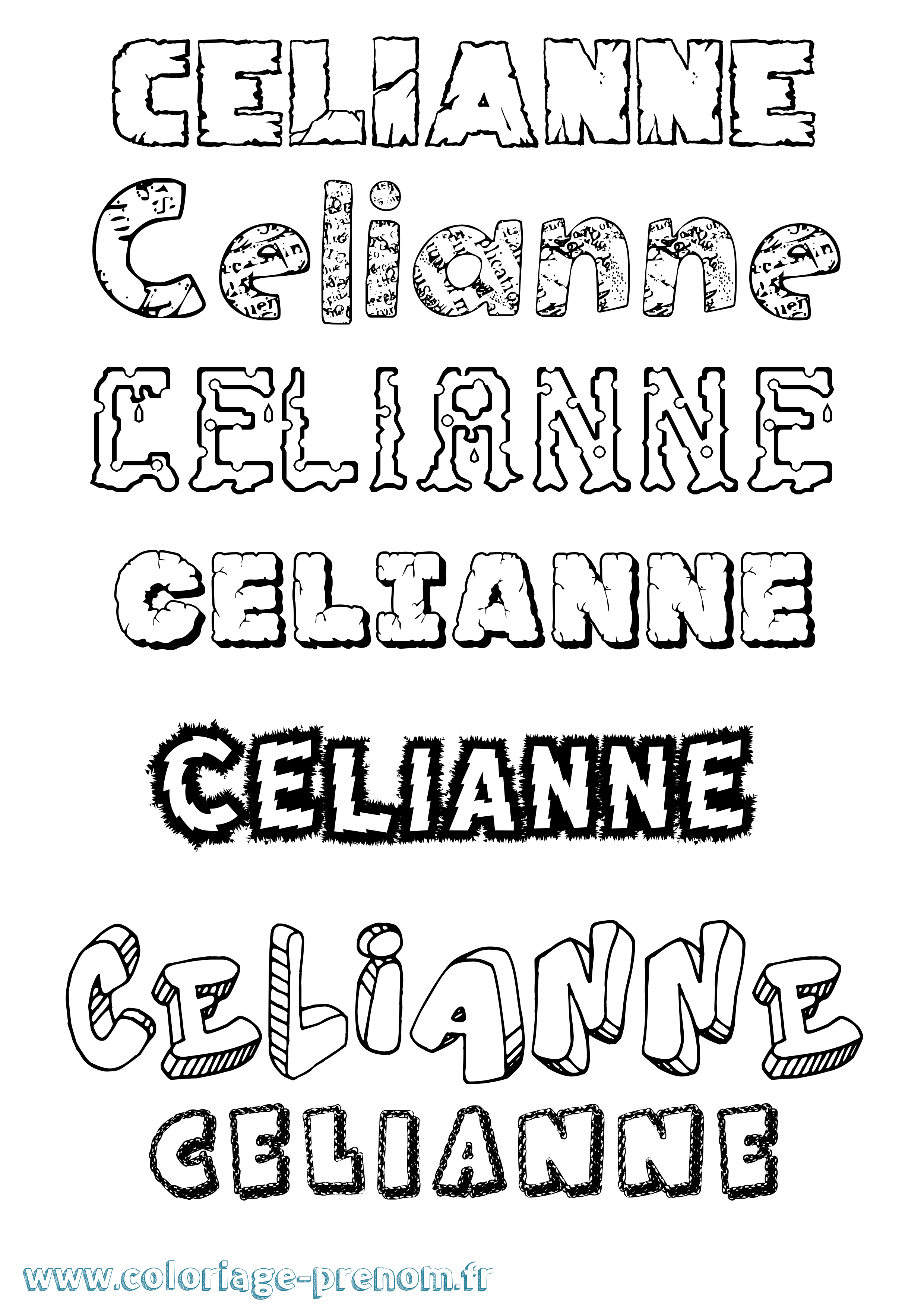 Coloriage prénom Celianne Destructuré