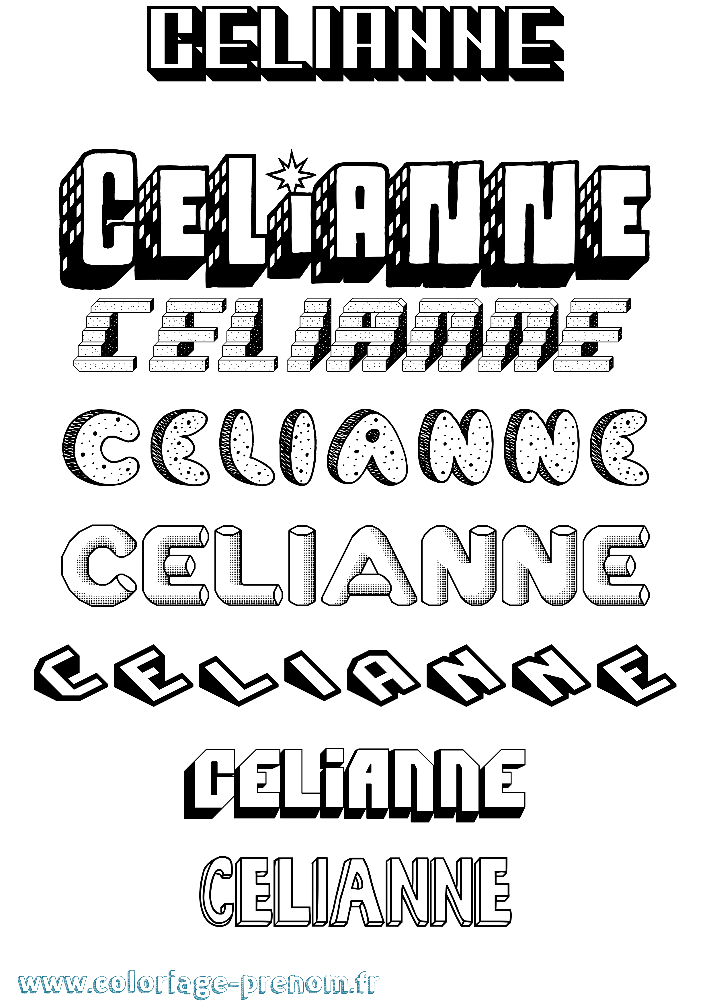 Coloriage prénom Celianne Effet 3D