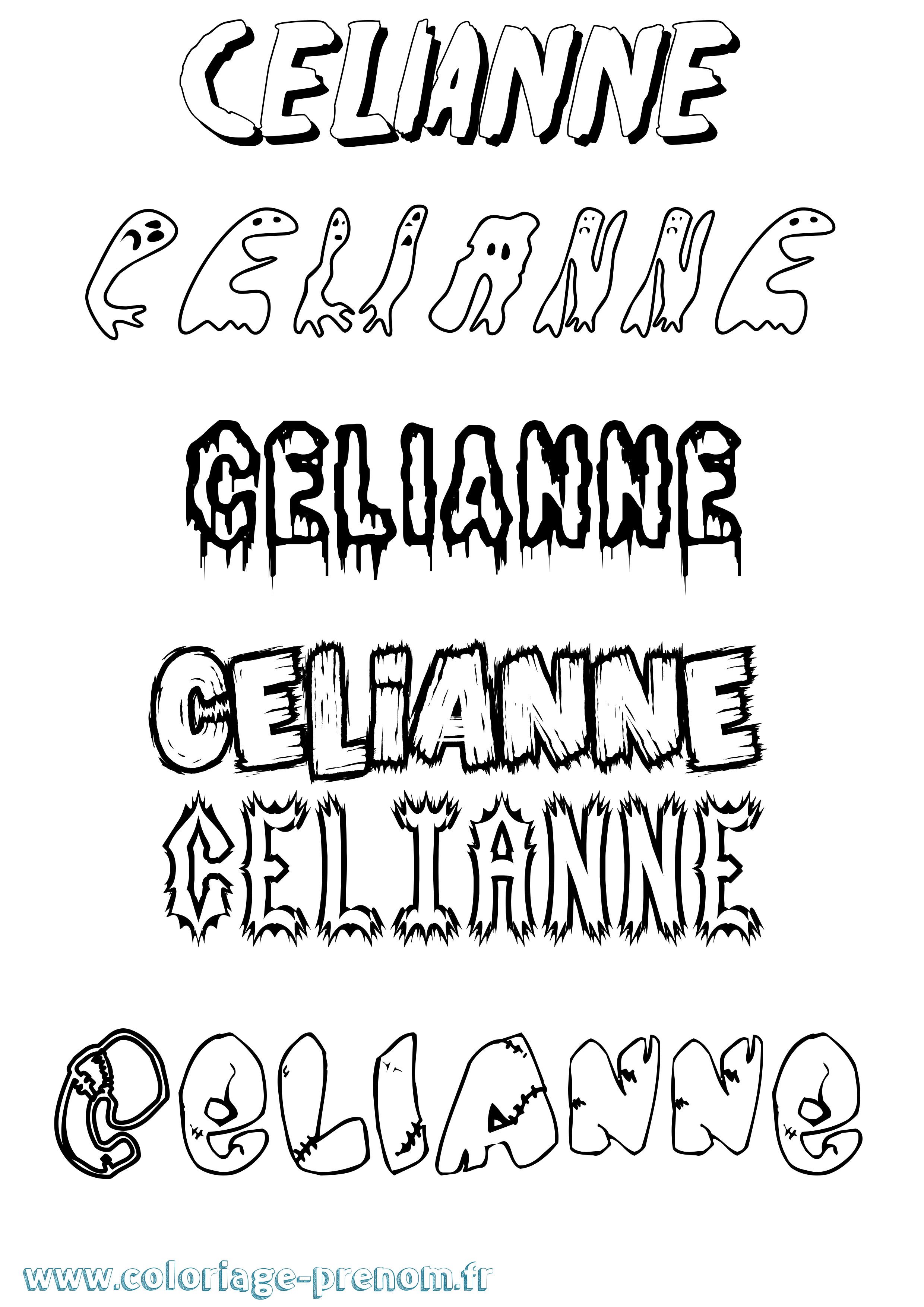 Coloriage prénom Celianne Frisson