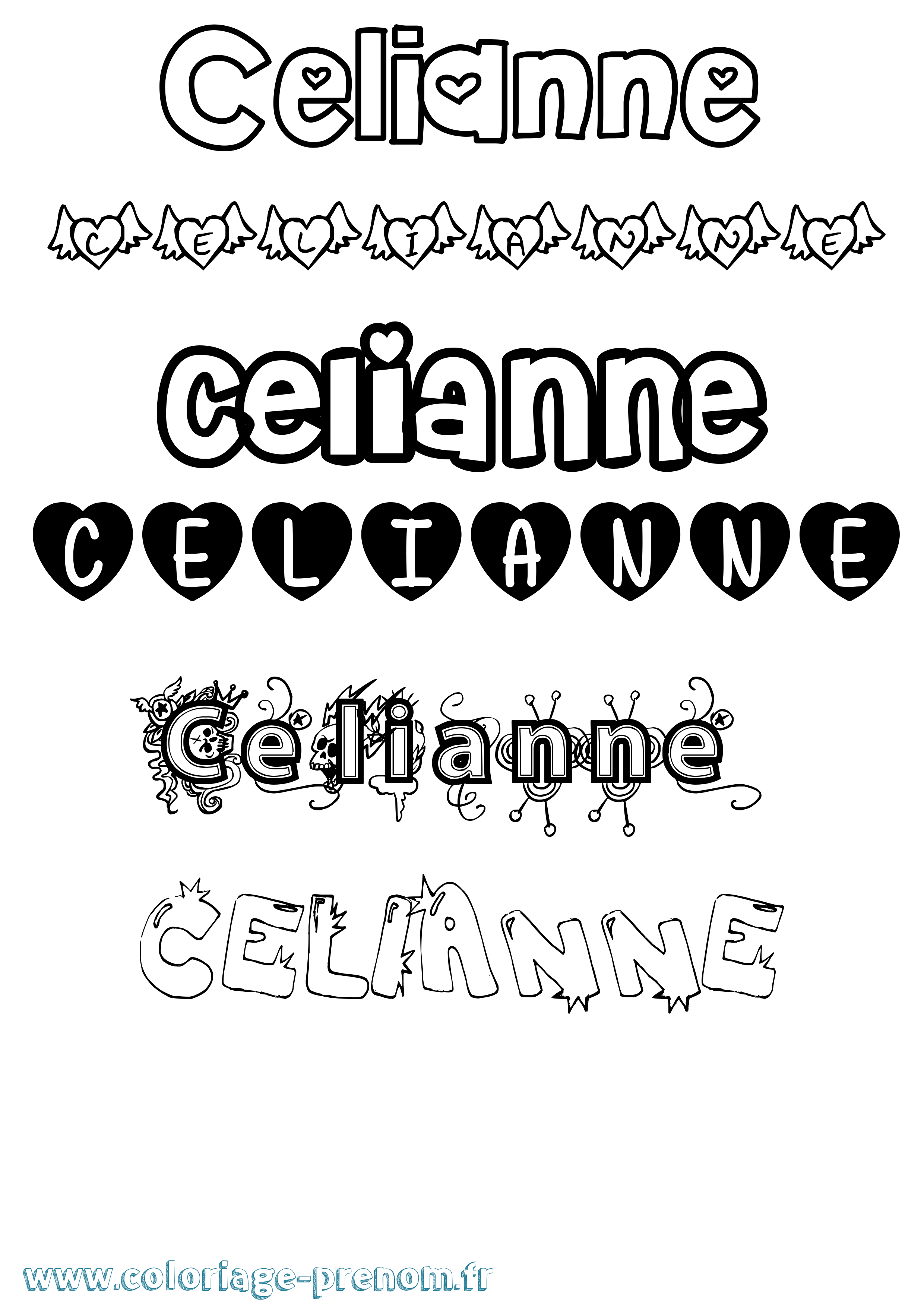 Coloriage prénom Celianne Girly