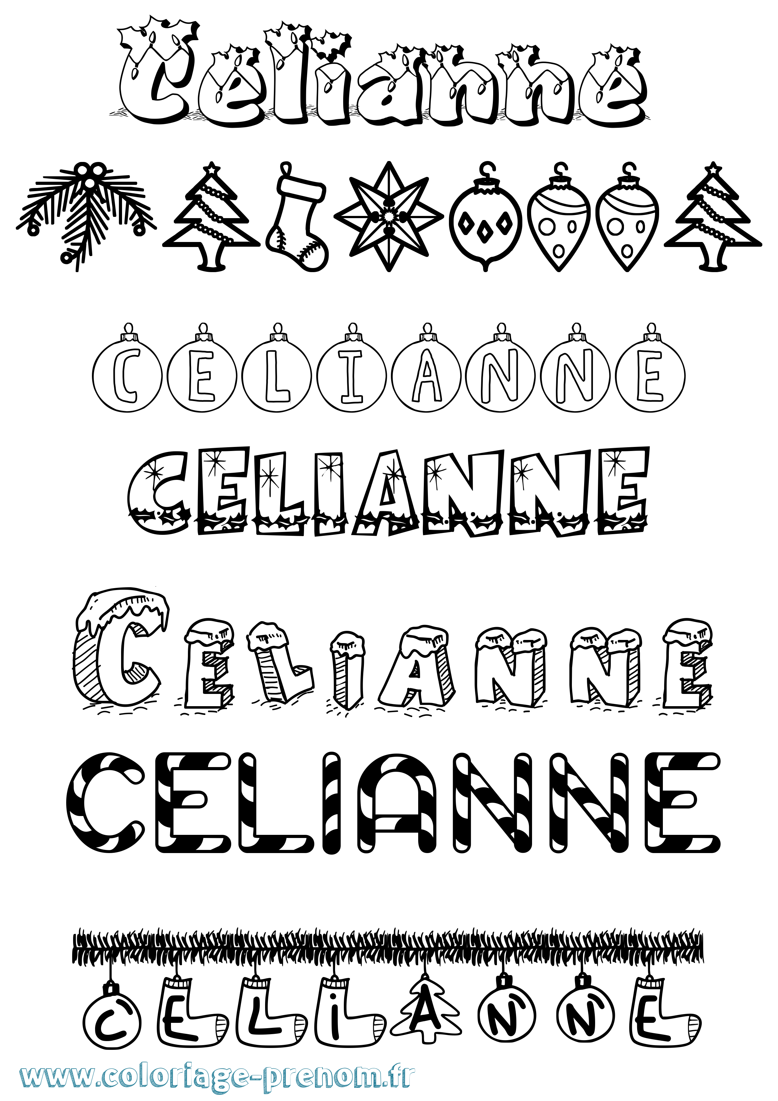 Coloriage prénom Celianne Noël