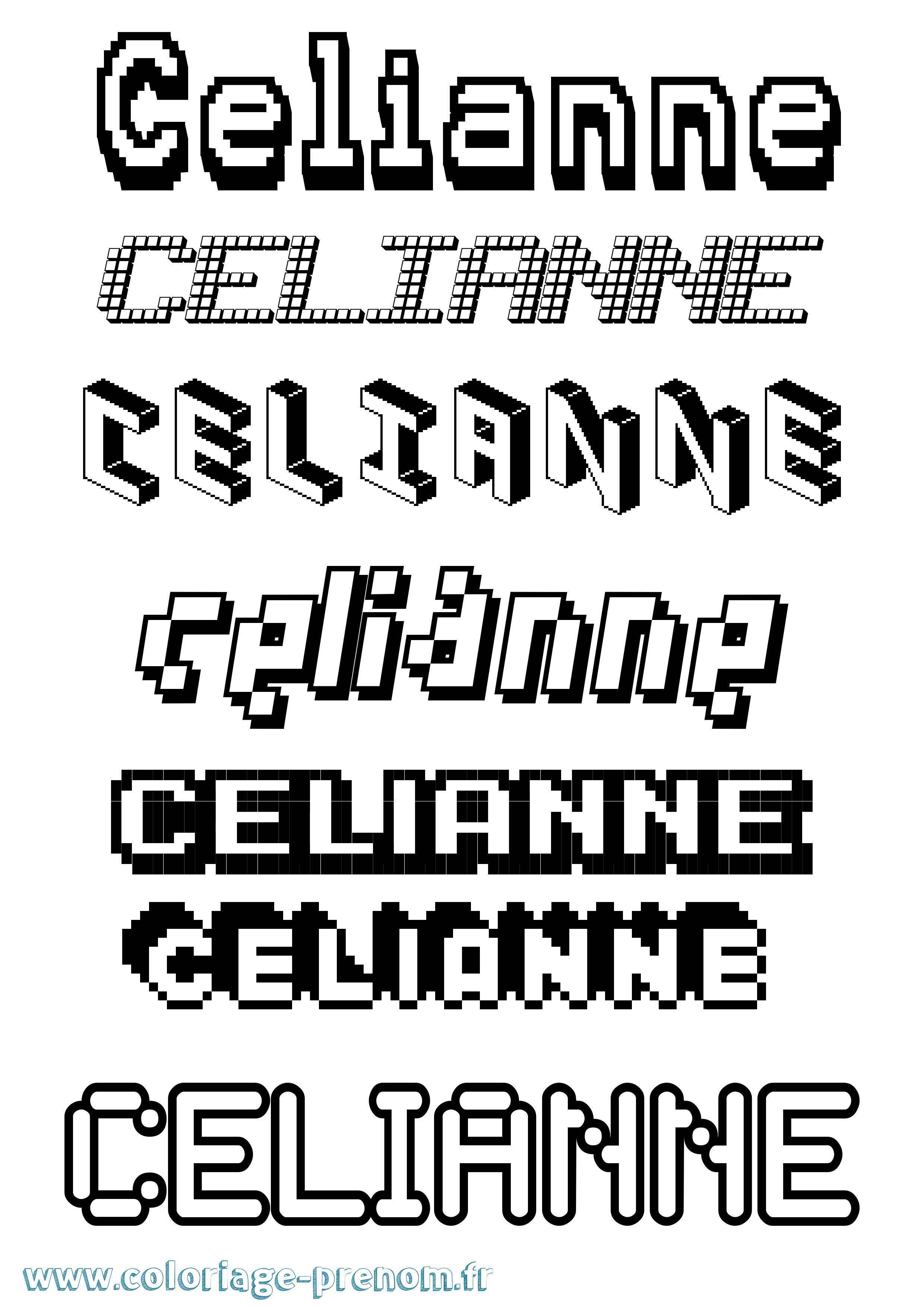 Coloriage prénom Celianne Pixel