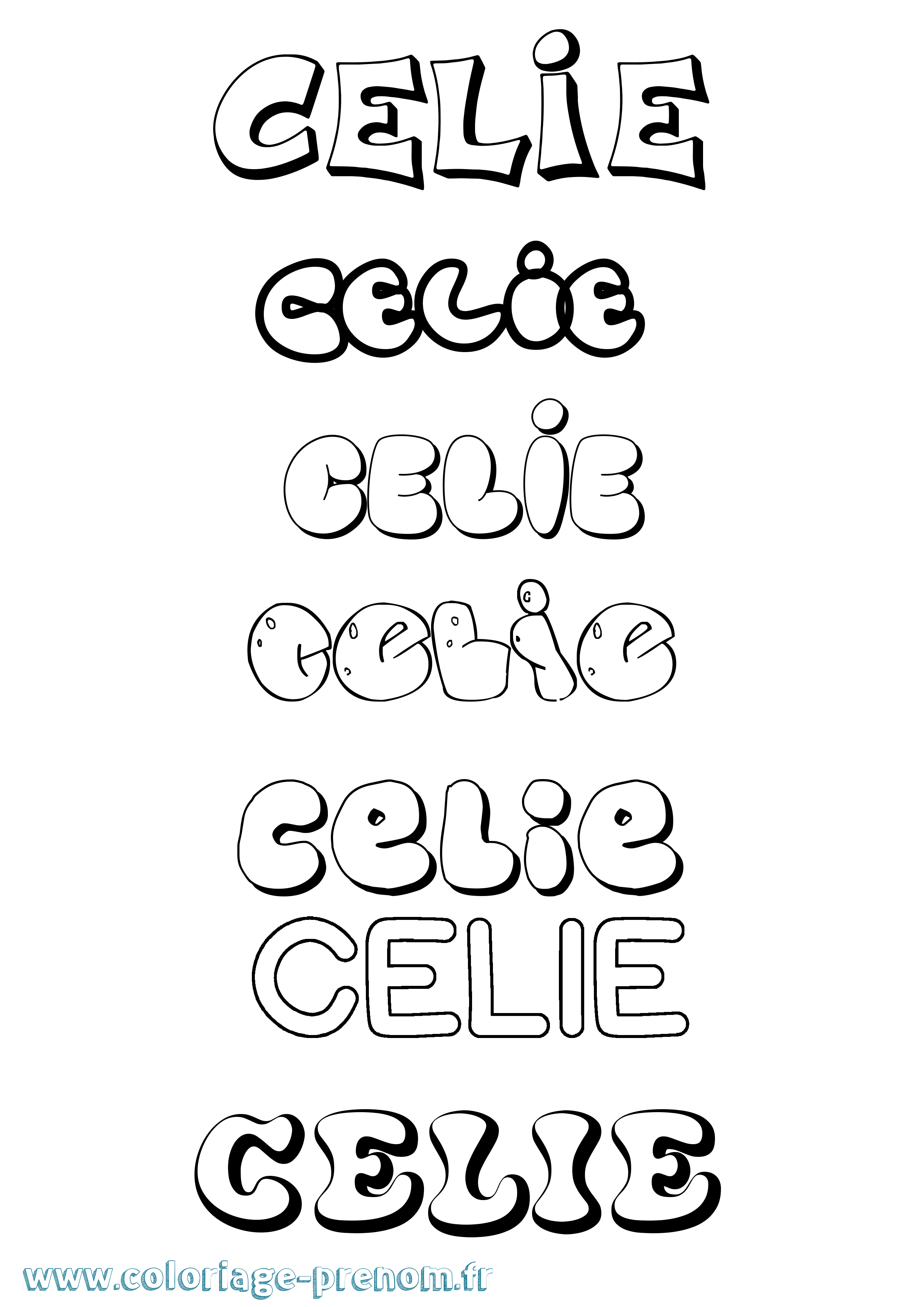 Coloriage prénom Celie Bubble