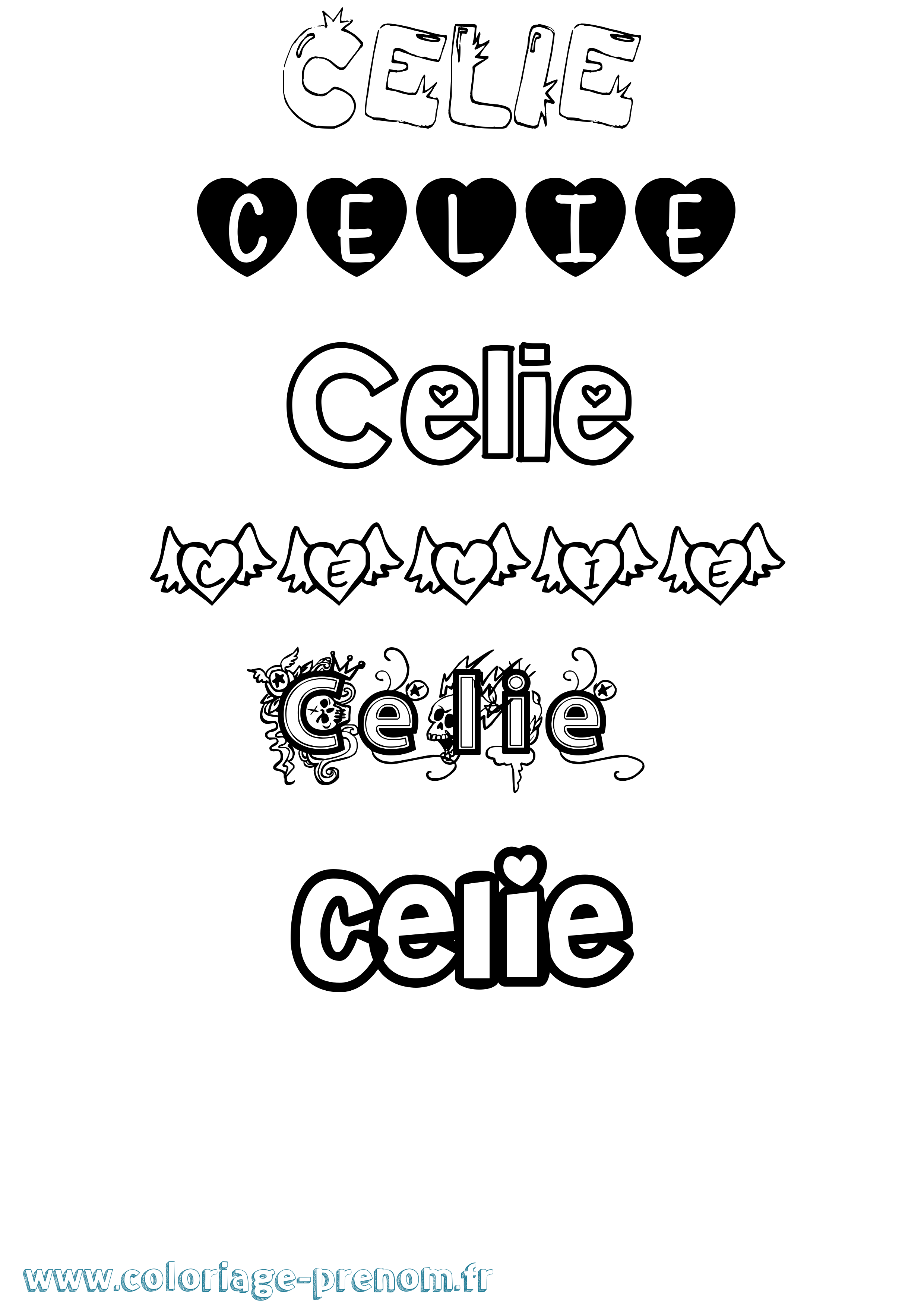 Coloriage prénom Celie Girly