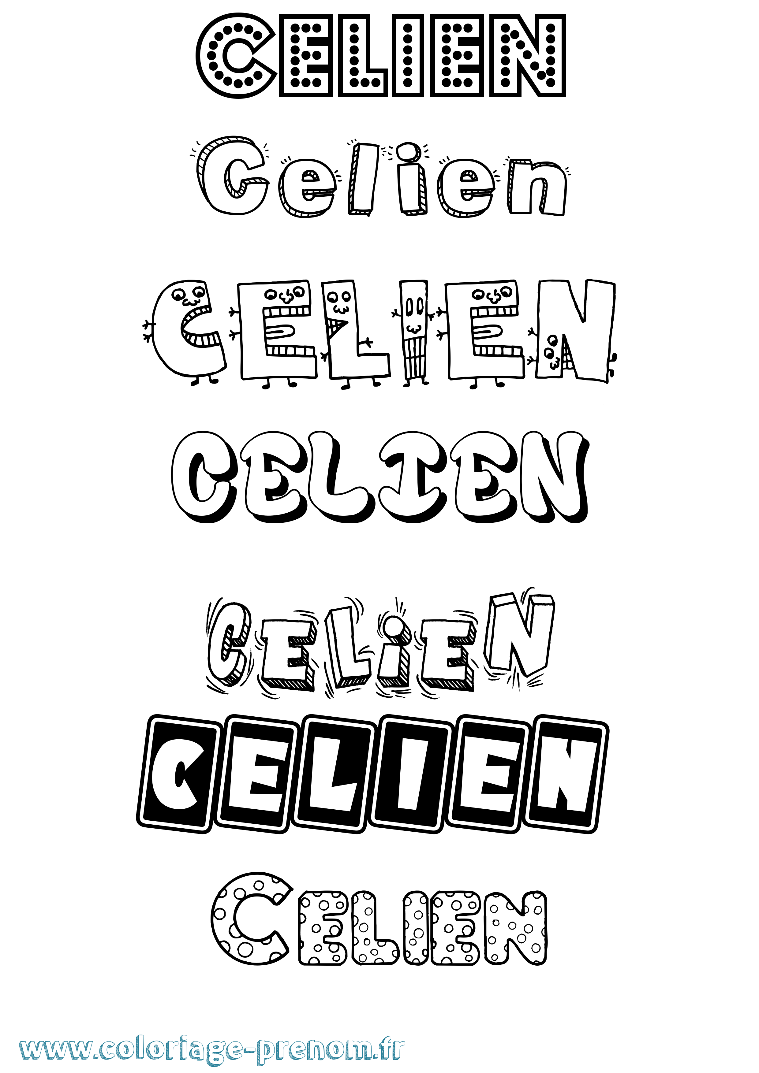 Coloriage prénom Celien Fun