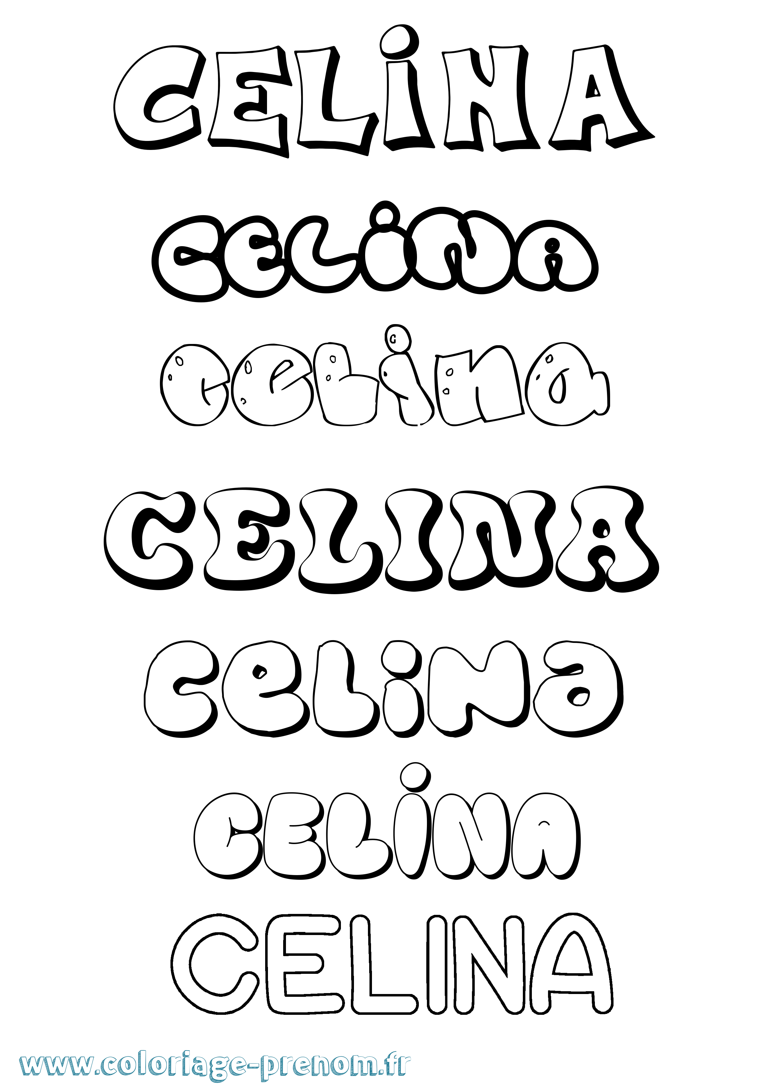 Coloriage prénom Celina Bubble