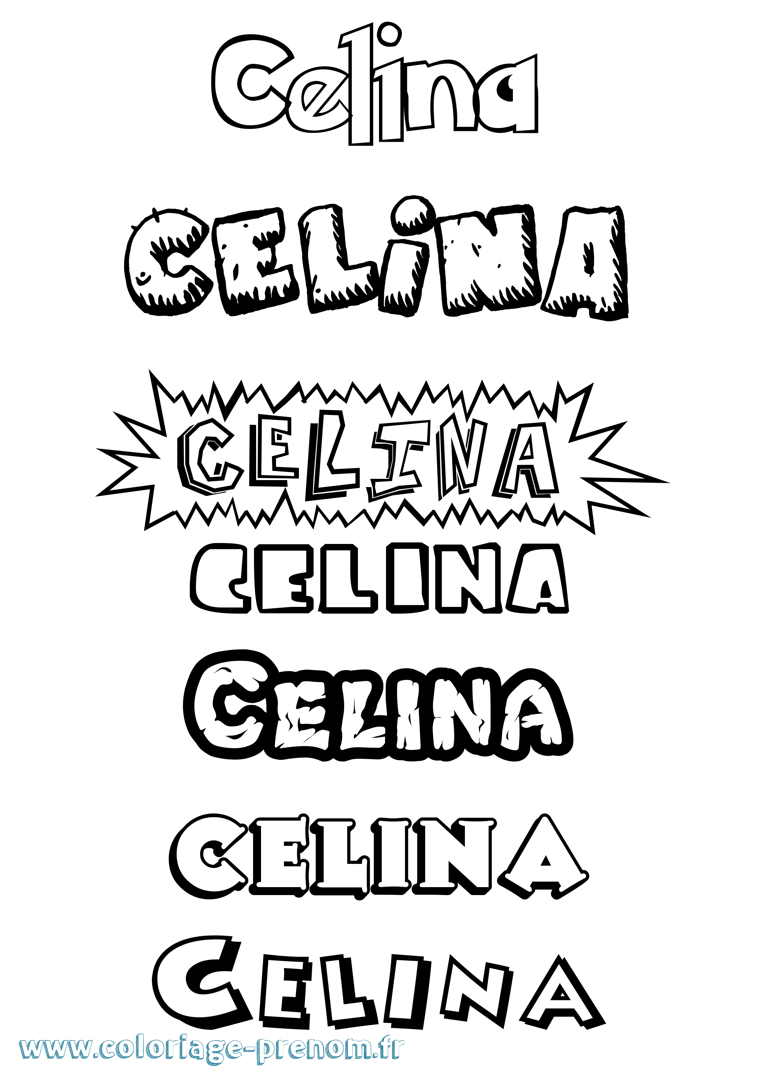 Coloriage Celina Dessin Animé Coloriage prénom Celina Dessin Animé