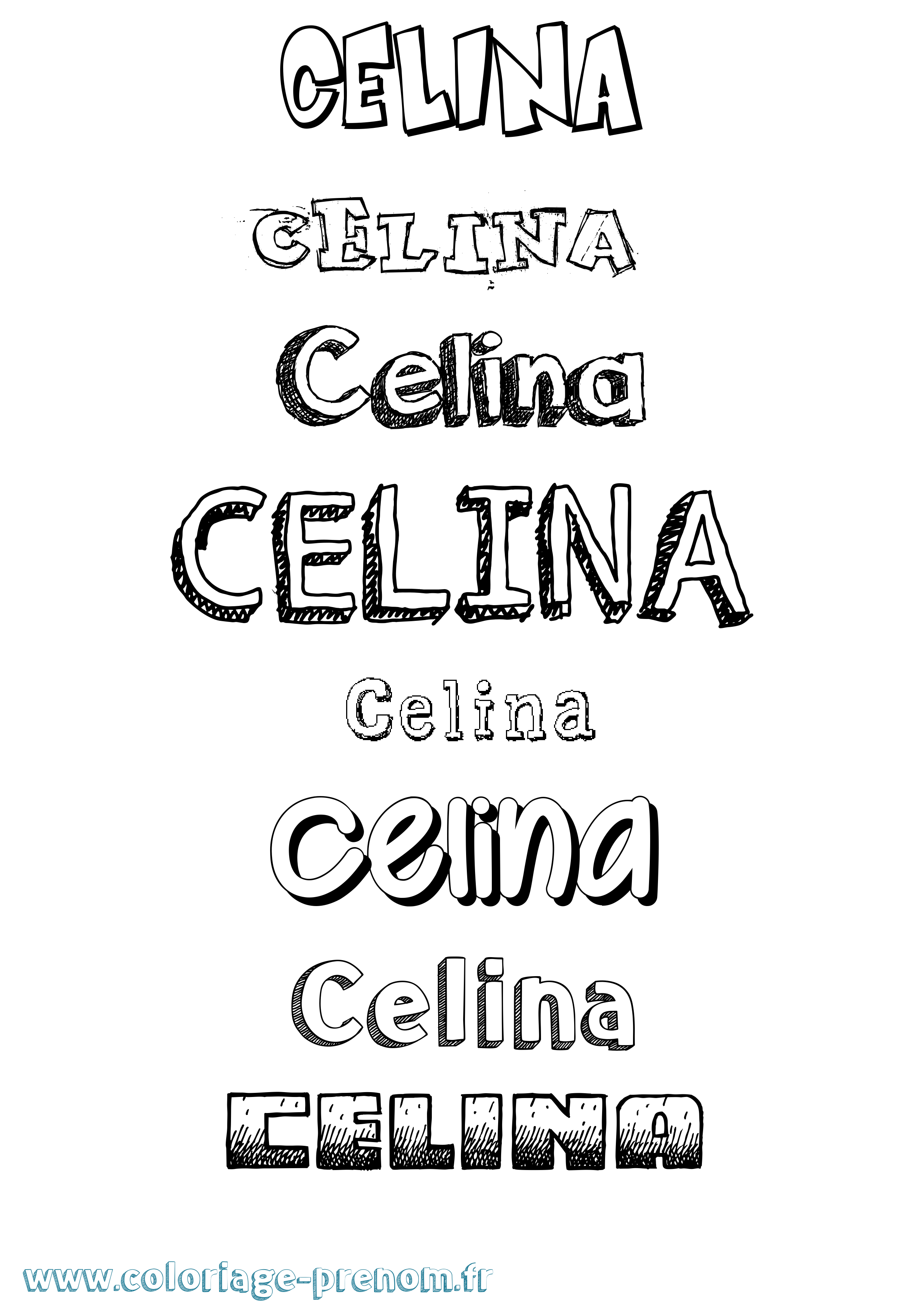 Coloriage Celina Dessiné Coloriage prénom Celina Dessiné