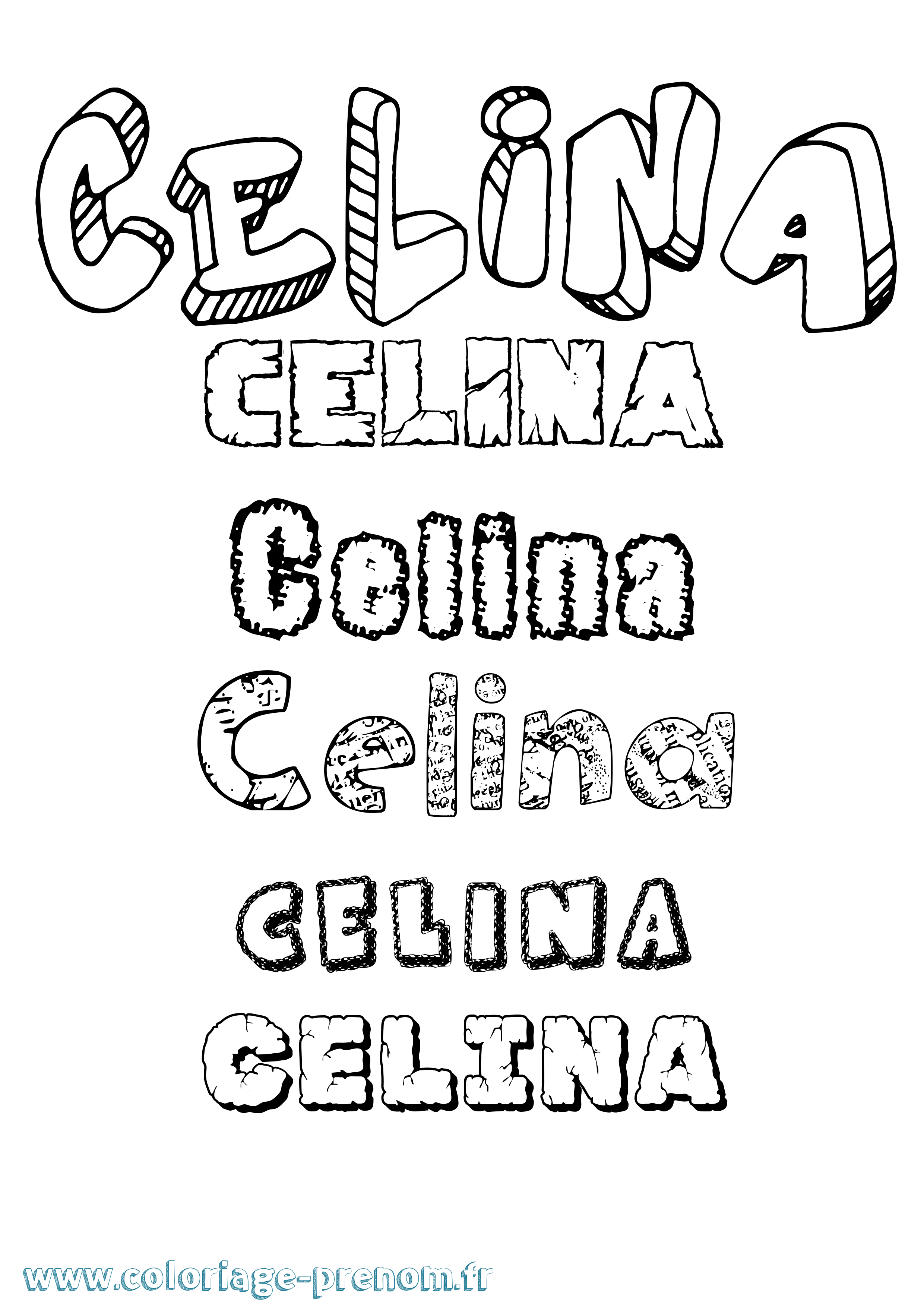 Coloriage prénom Celina Destructuré