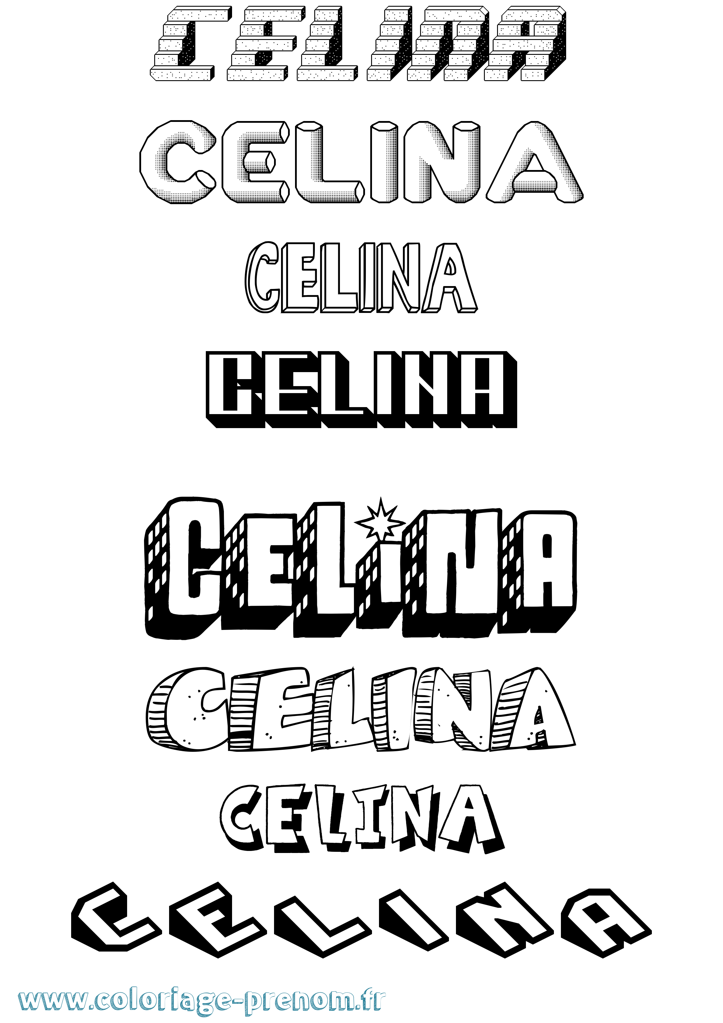 Coloriage prénom Celina Effet 3D