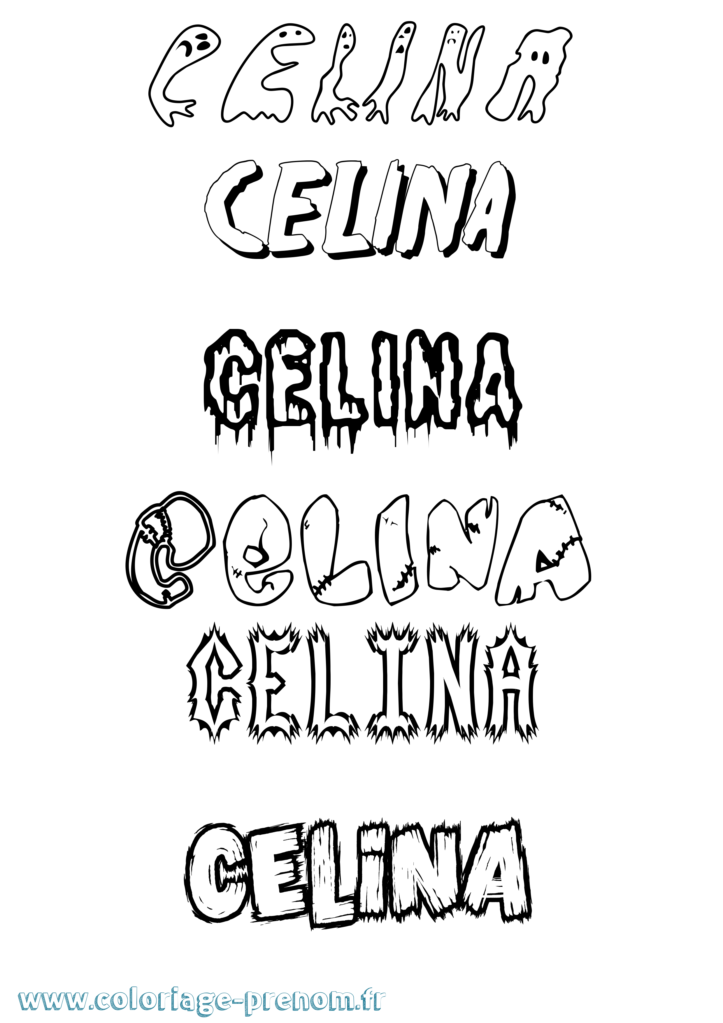 Coloriage prénom Celina Frisson