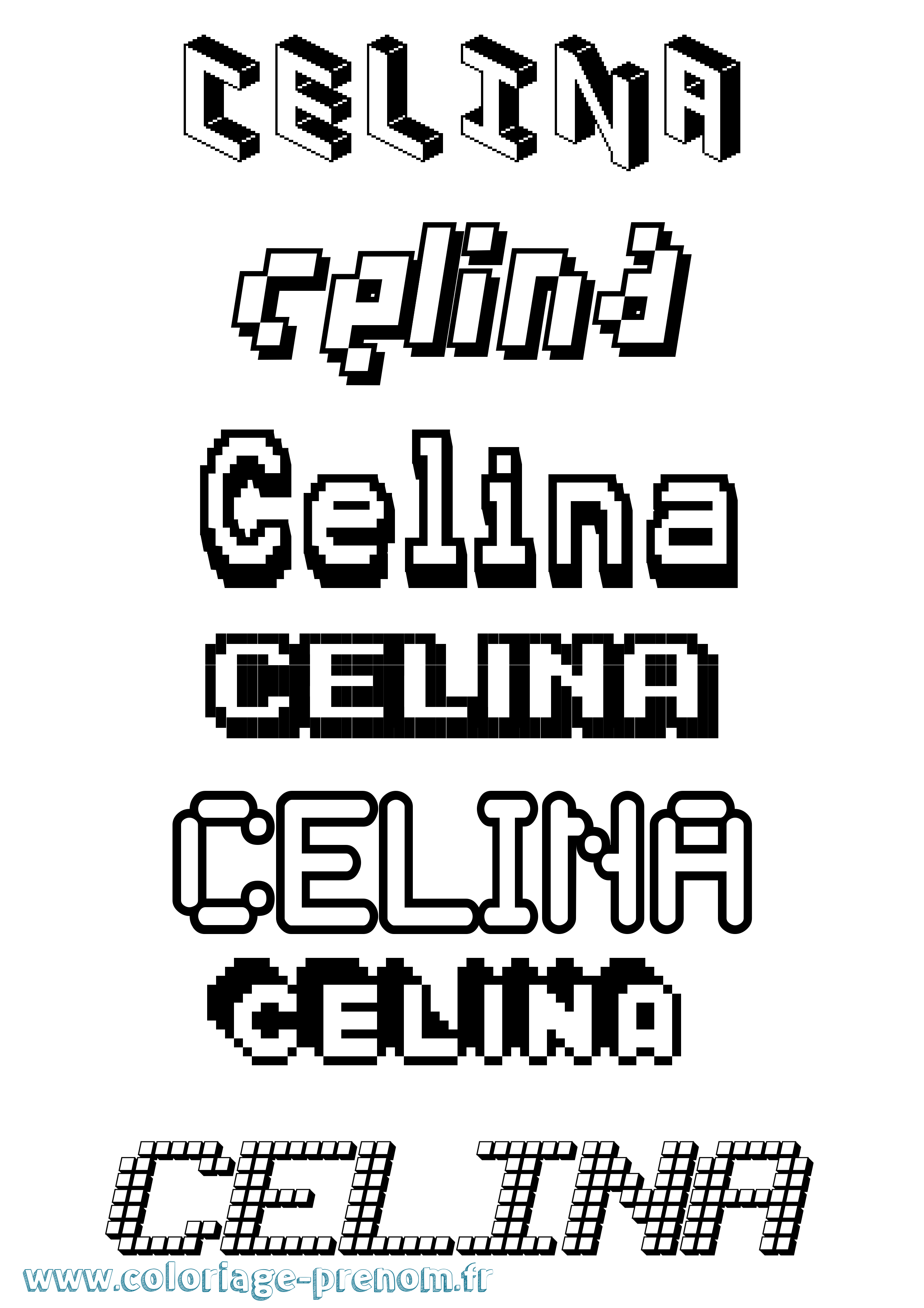 Coloriage prénom Celina Pixel