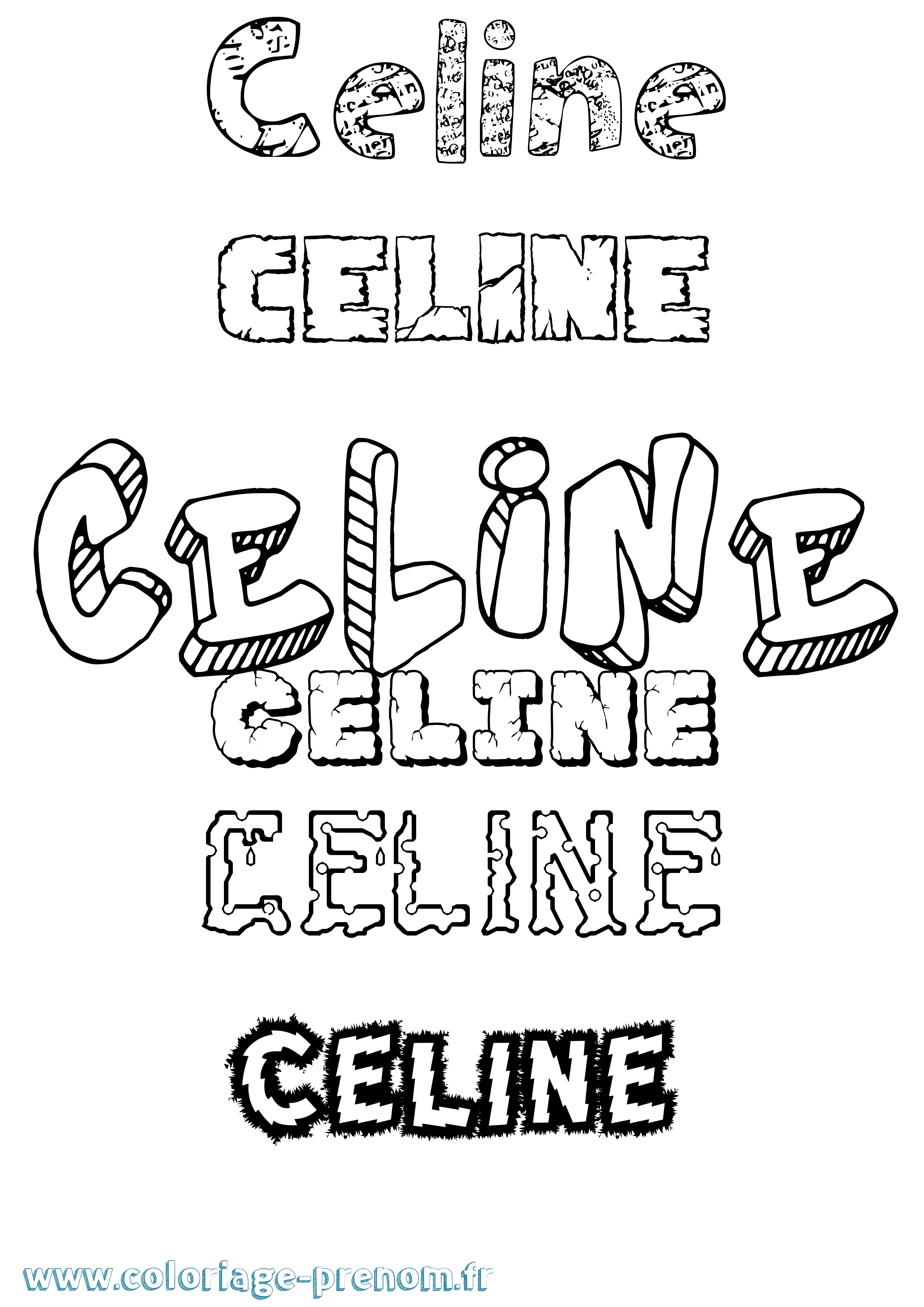 Coloriage Celine Destructuré Coloriage prénom Celine Destructuré