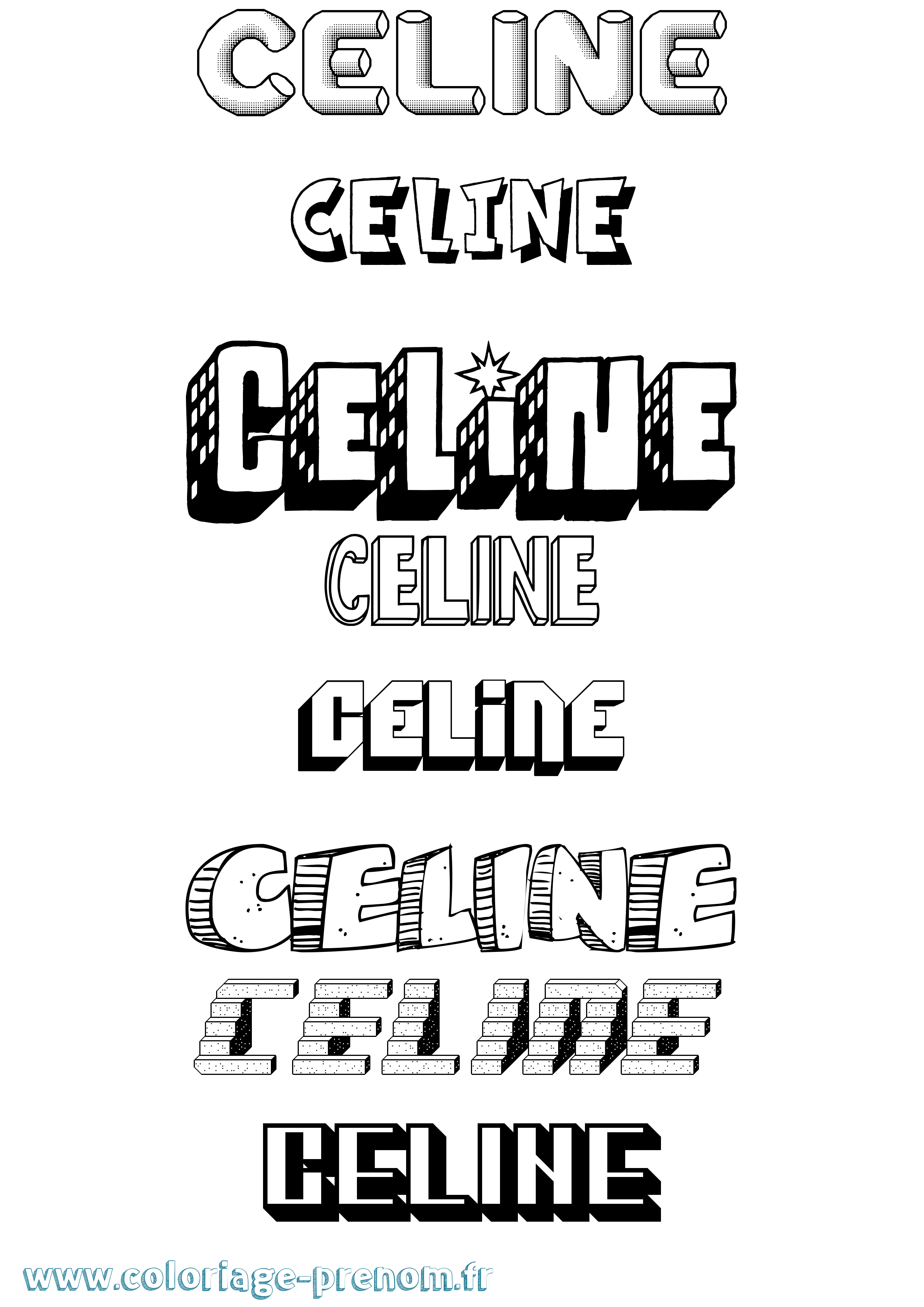 Coloriage Celine Effet 3D Coloriage prénom Celine Effet 3D