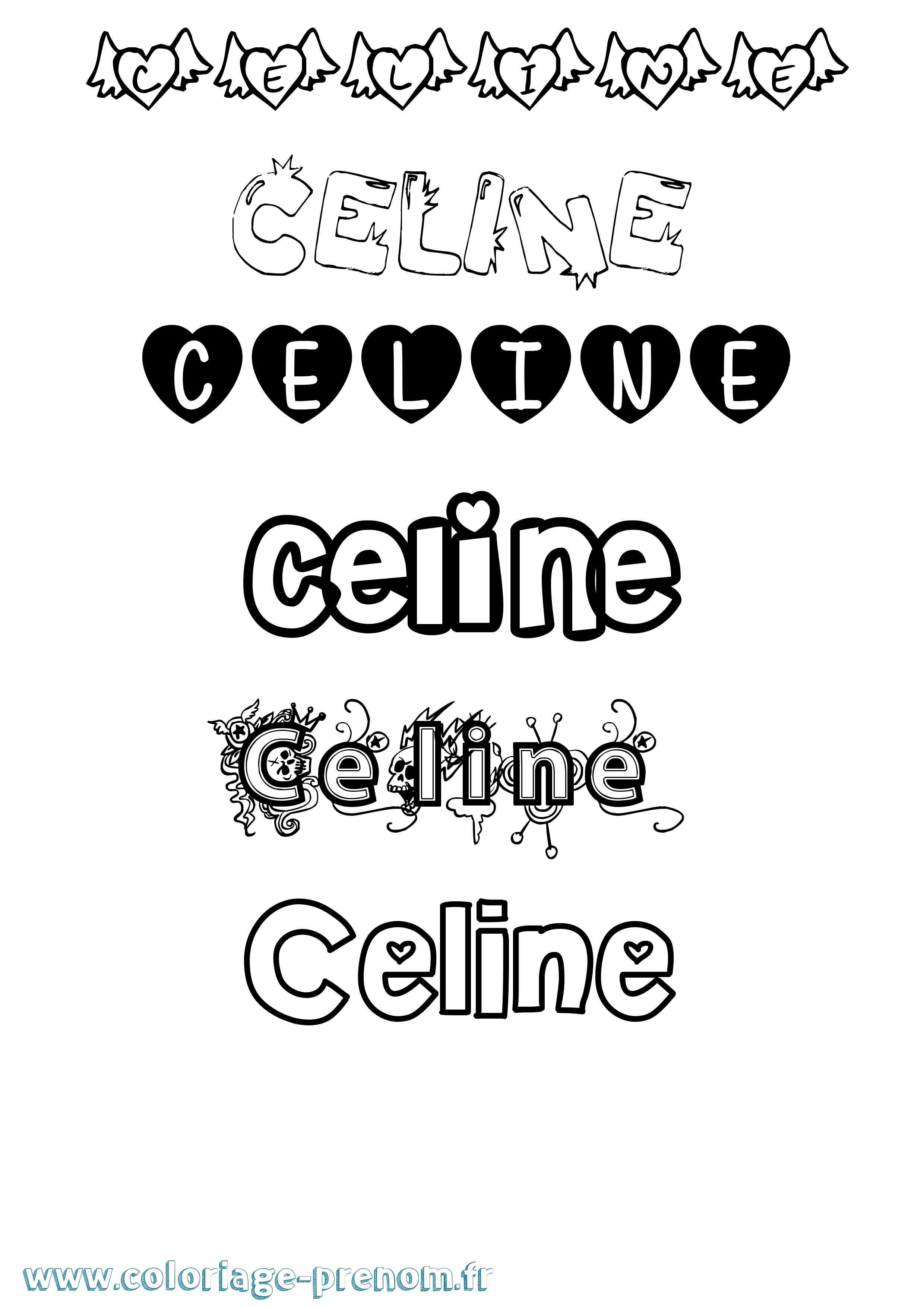 Coloriage Celine Girly Coloriage prénom Celine Girly