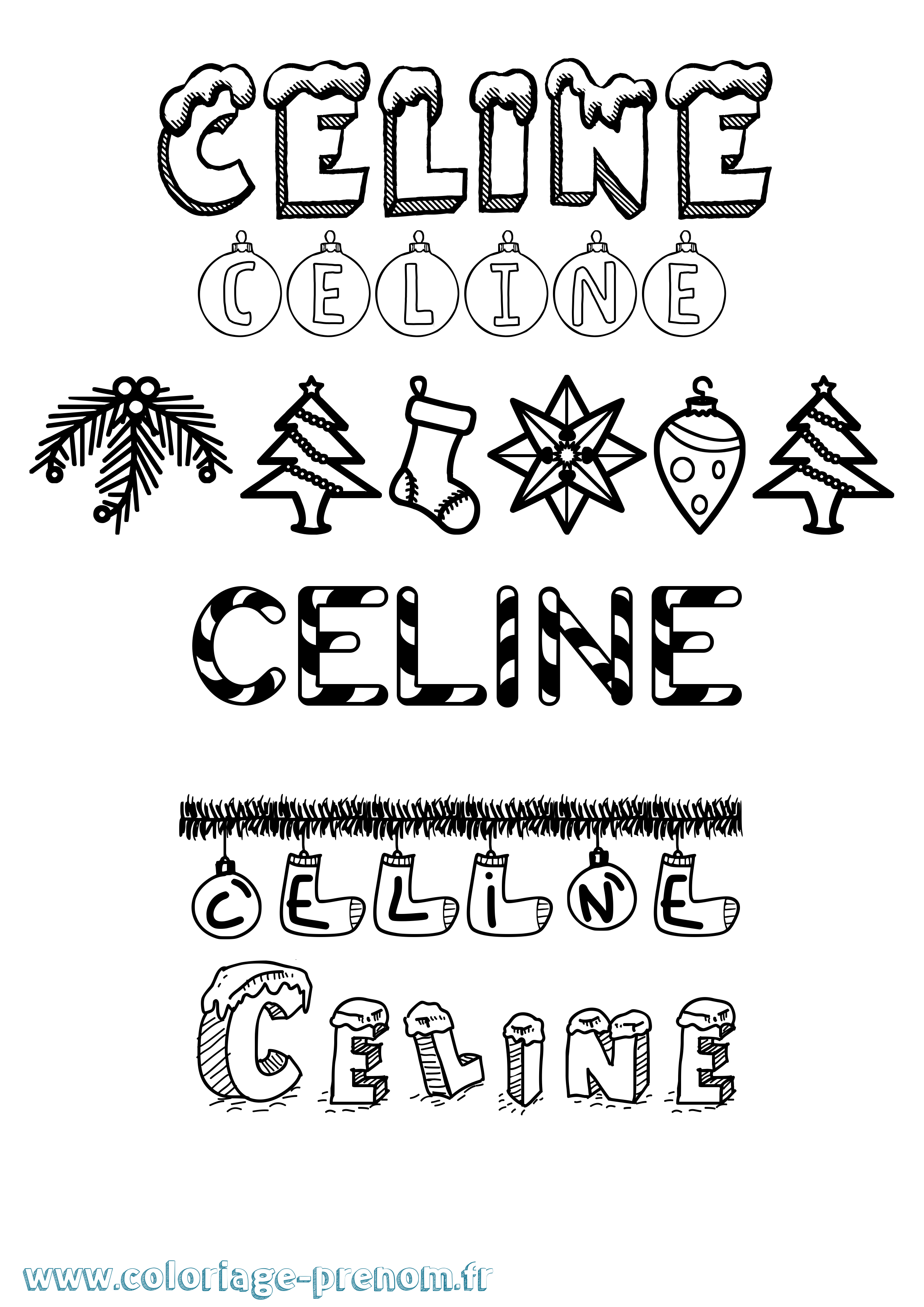 Coloriage Celine Noël Coloriage prénom Celine Noël