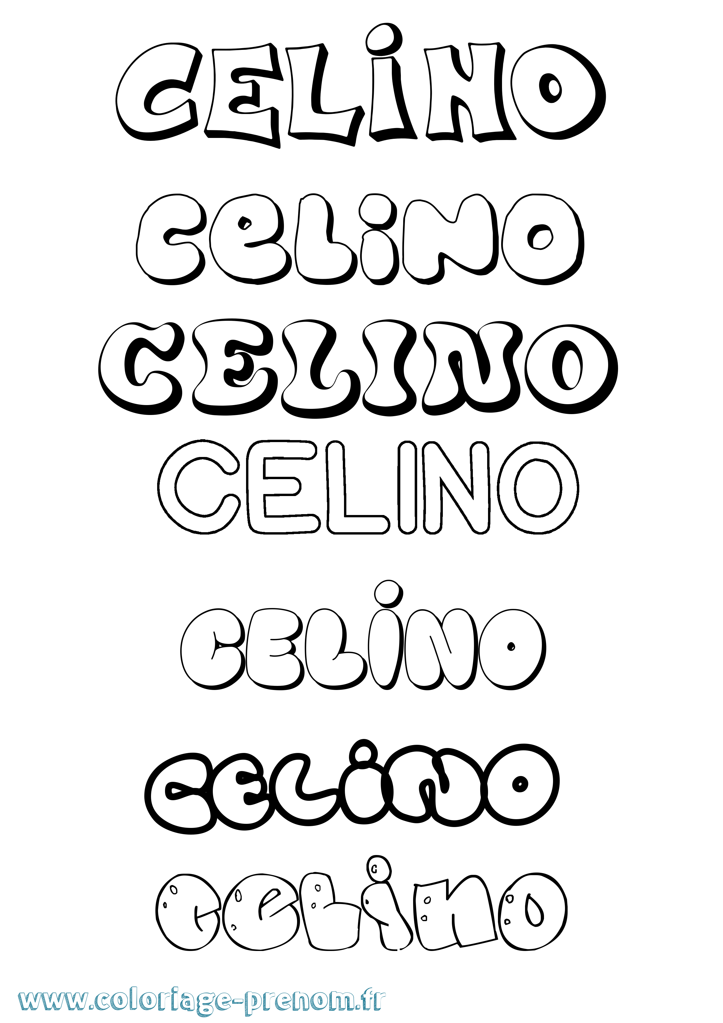 Coloriage prénom Celino Bubble