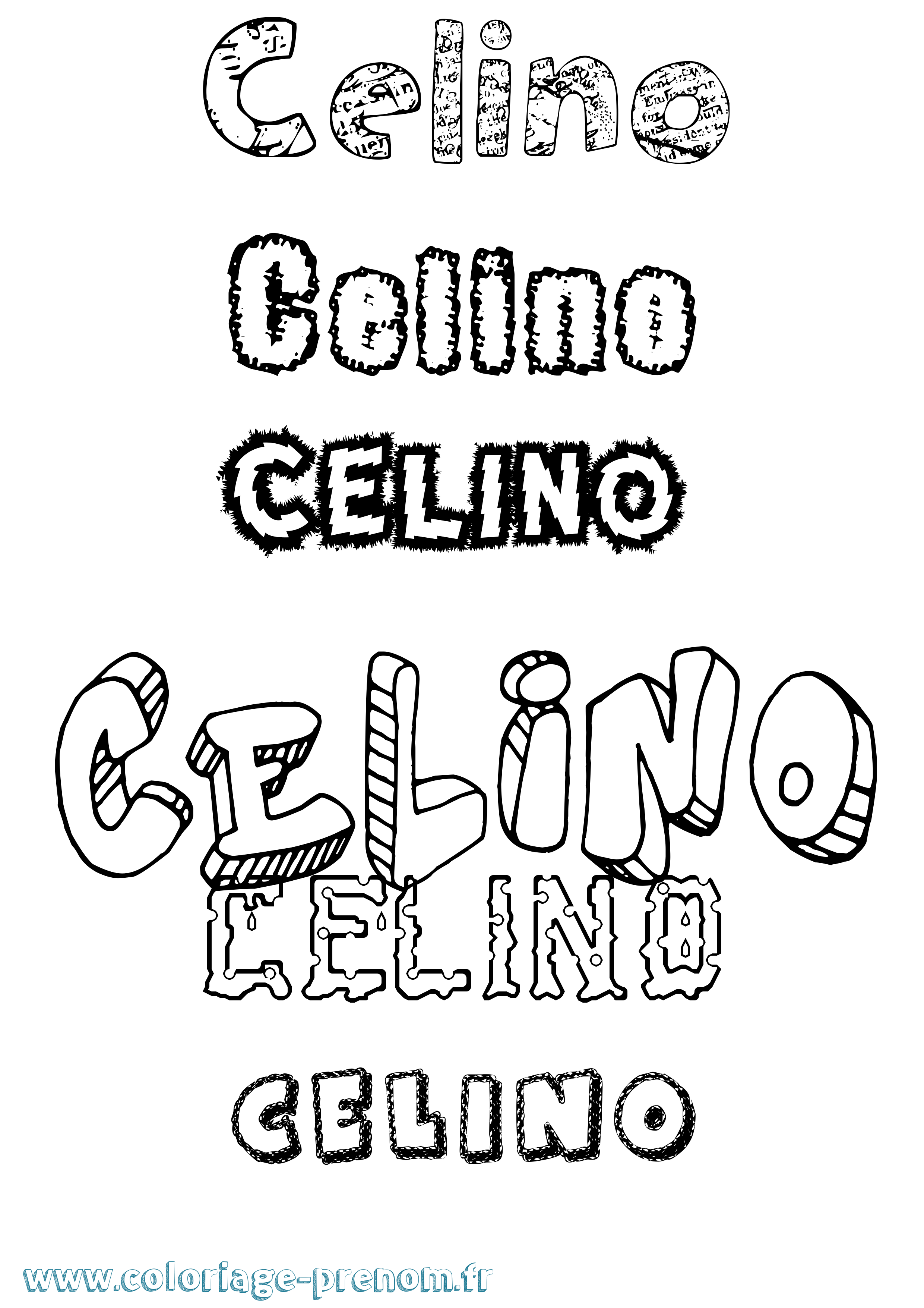 Coloriage prénom Celino Destructuré