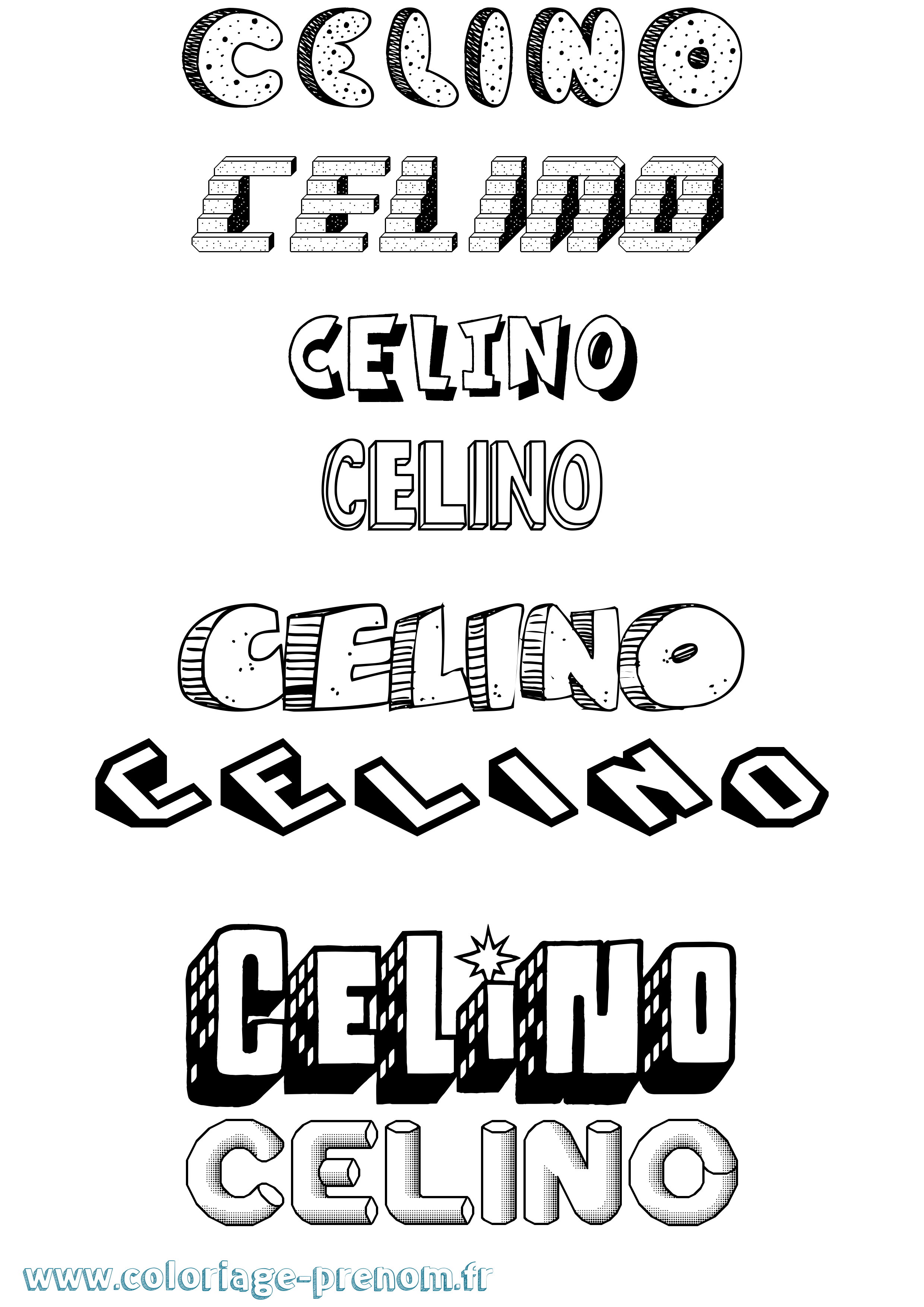 Coloriage prénom Celino Effet 3D