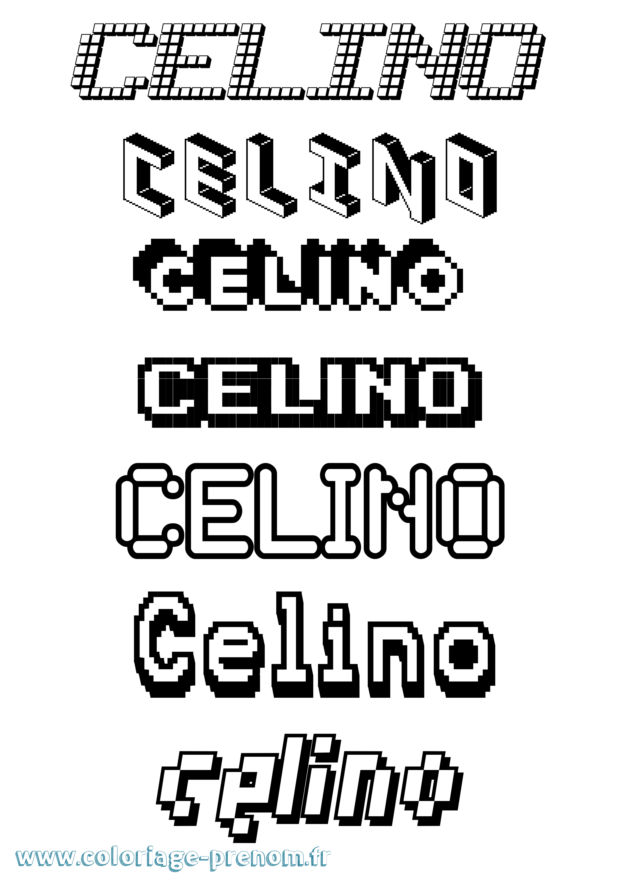 Coloriage prénom Celino Pixel