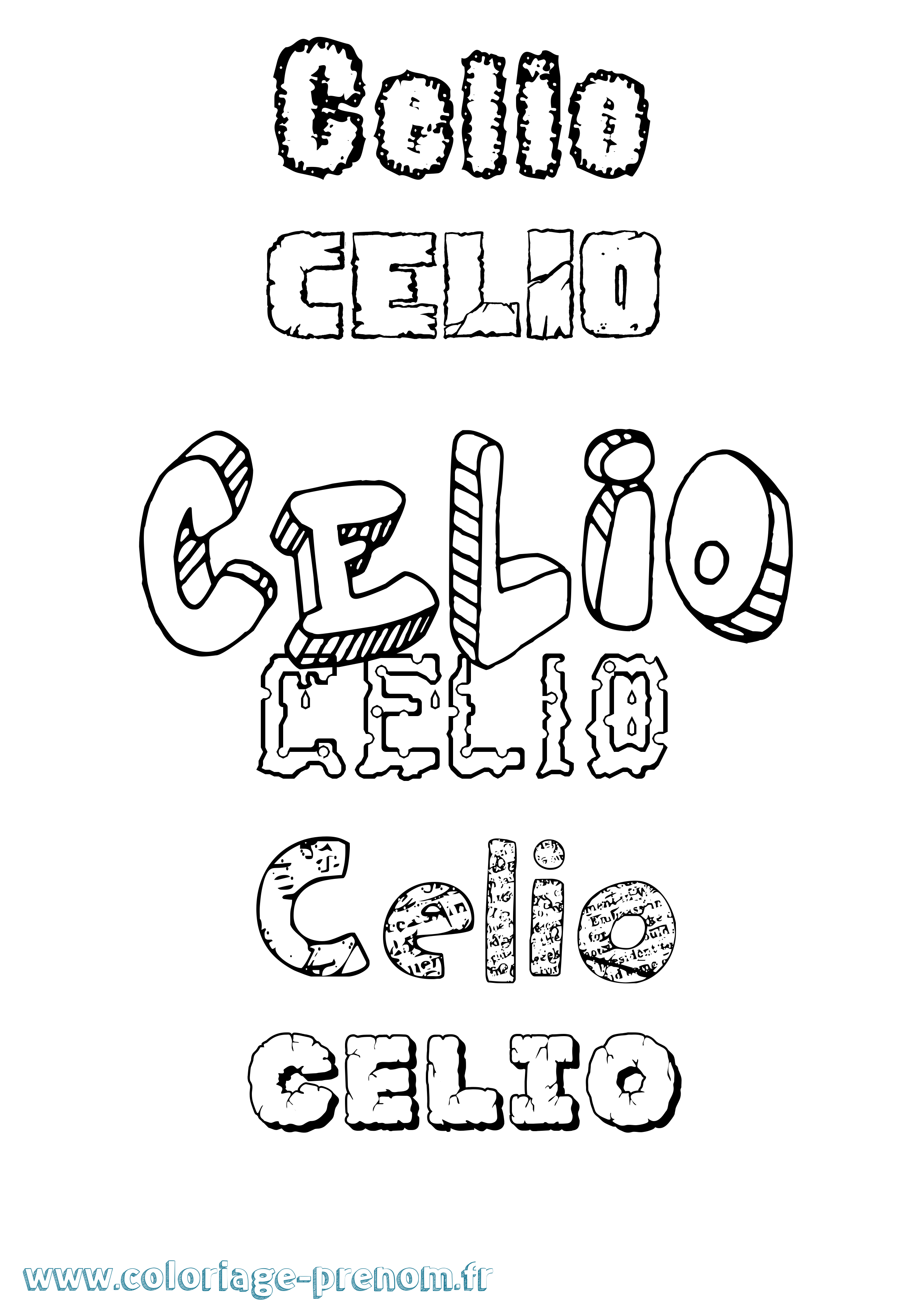 Coloriage prénom Celio Destructuré