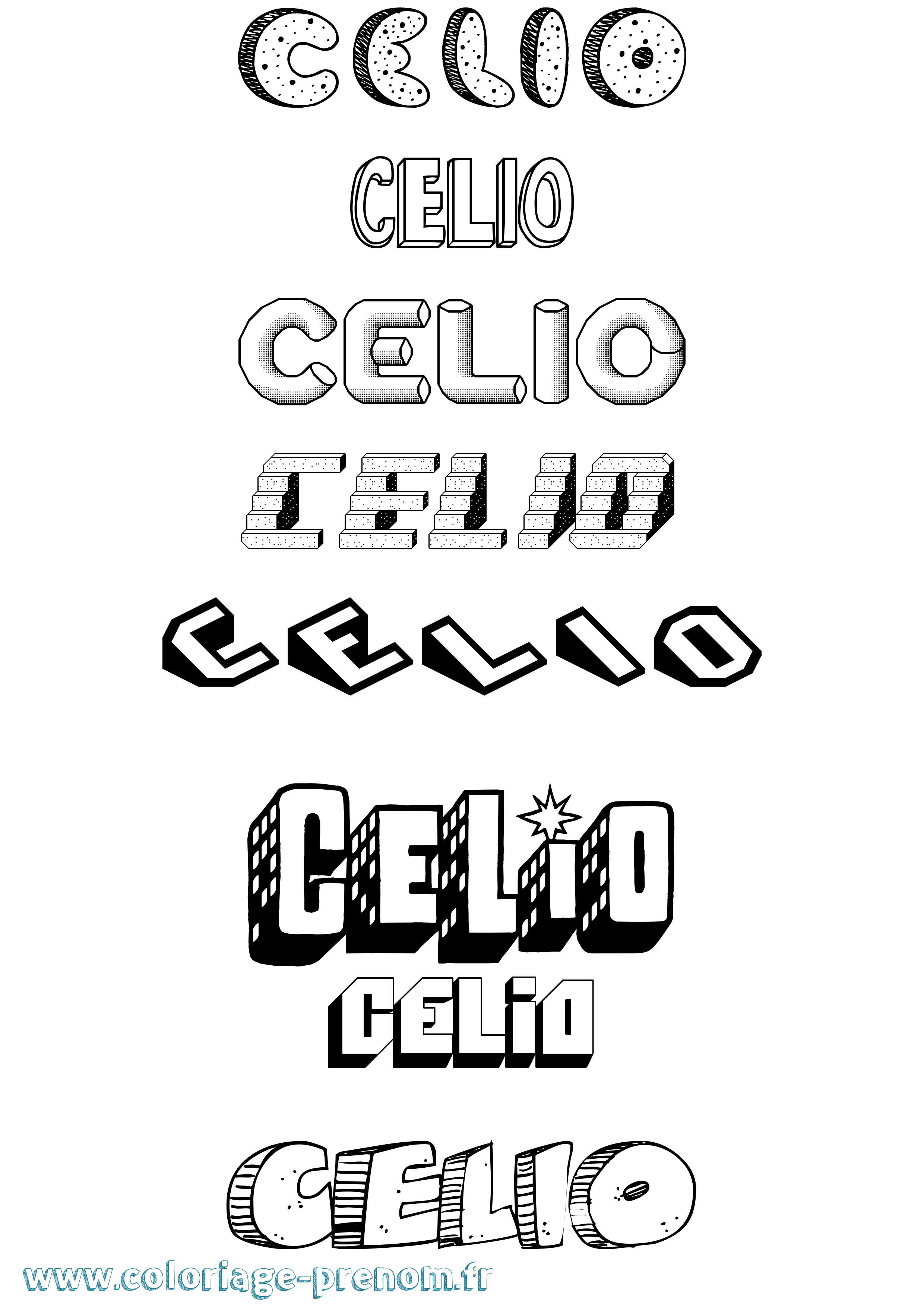 Coloriage Celio Effet 3D Coloriage prénom Celio Effet 3D