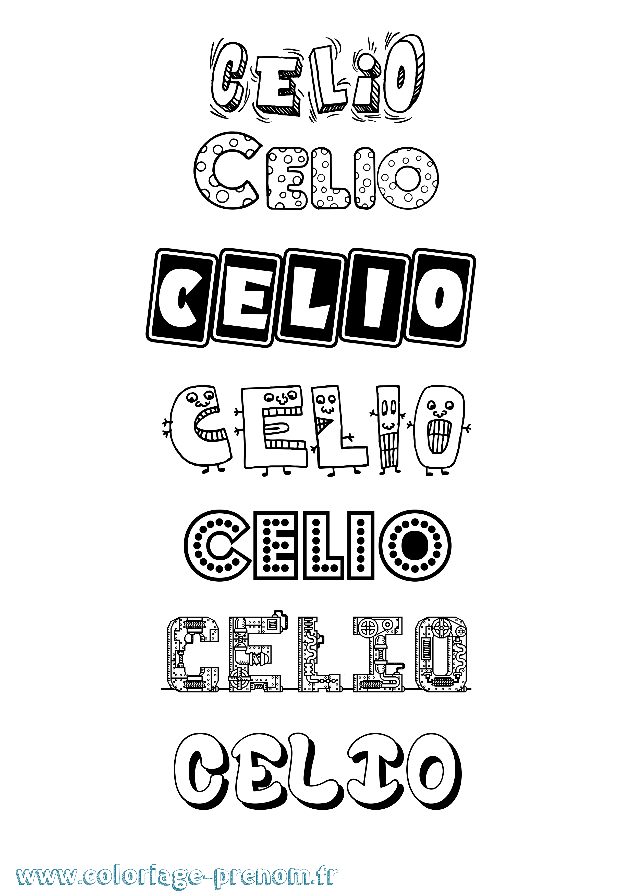 Coloriage prénom Celio Fun