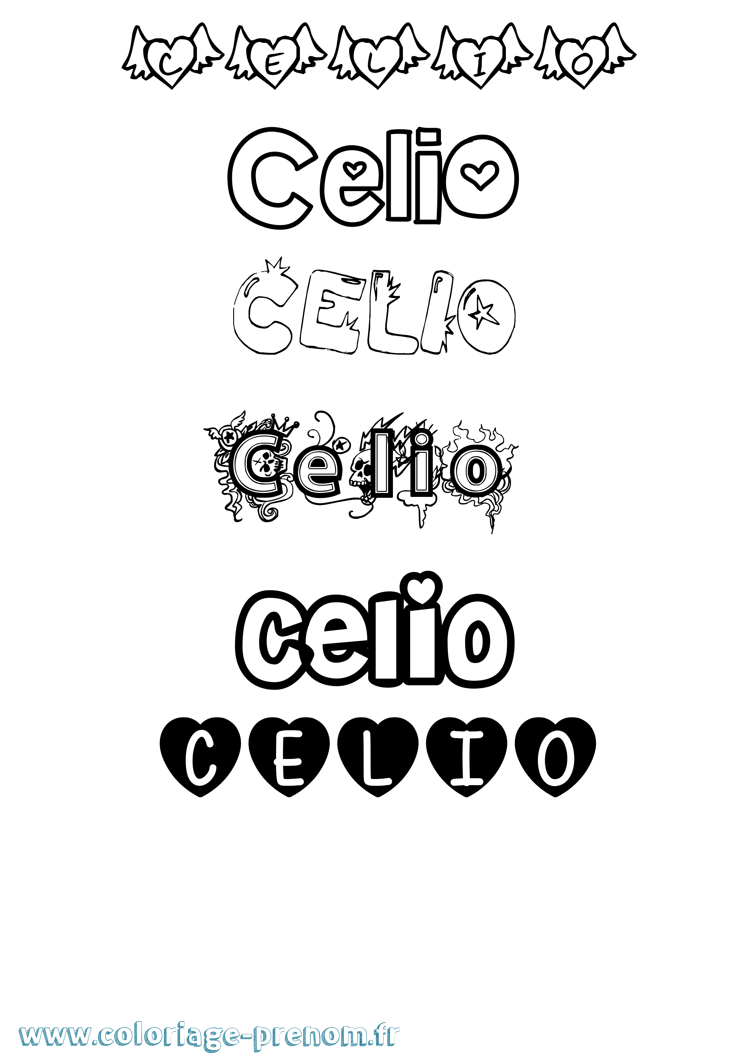 Coloriage prénom Celio Girly