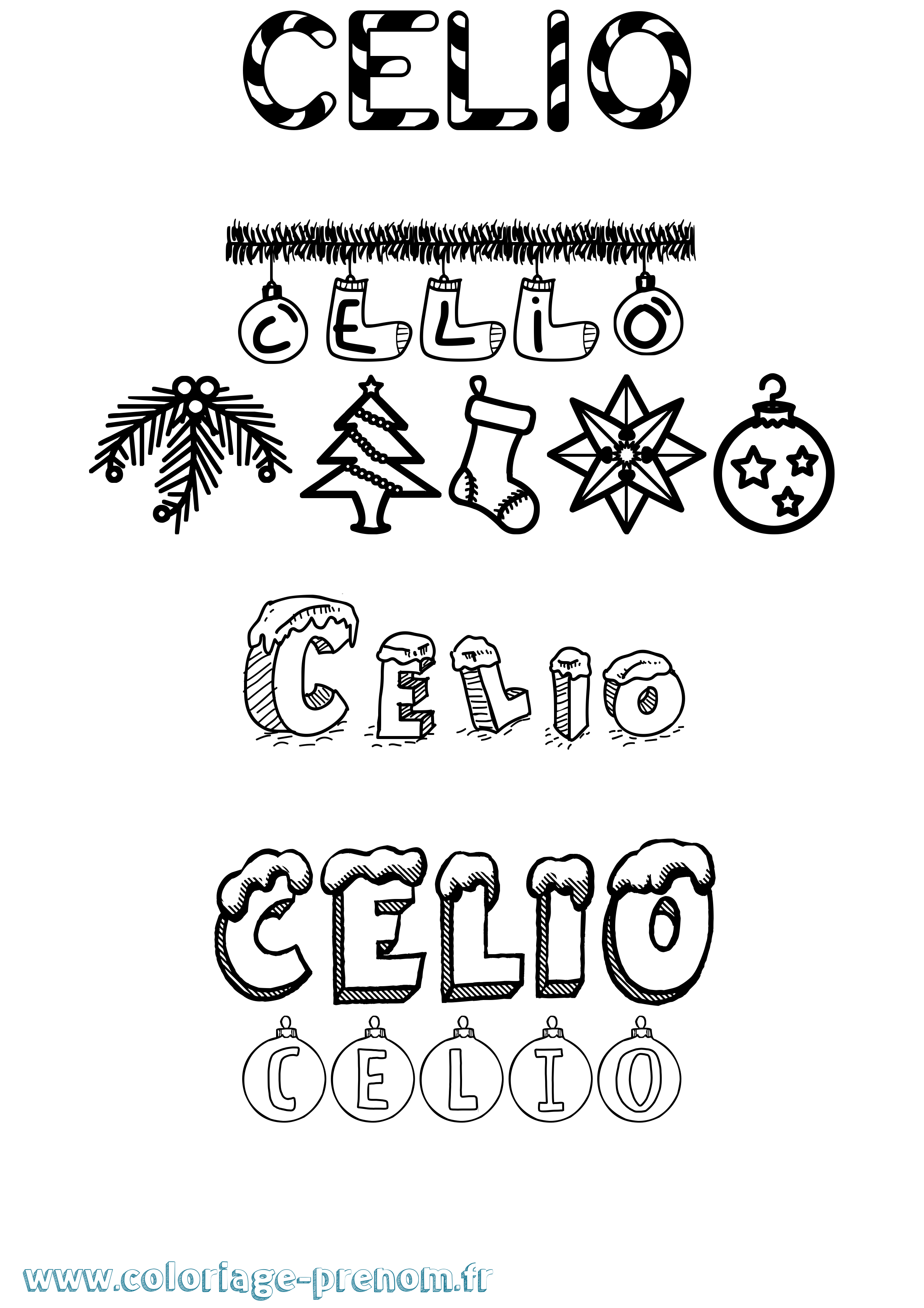 Coloriage Celio Noël Coloriage prénom Celio Noël