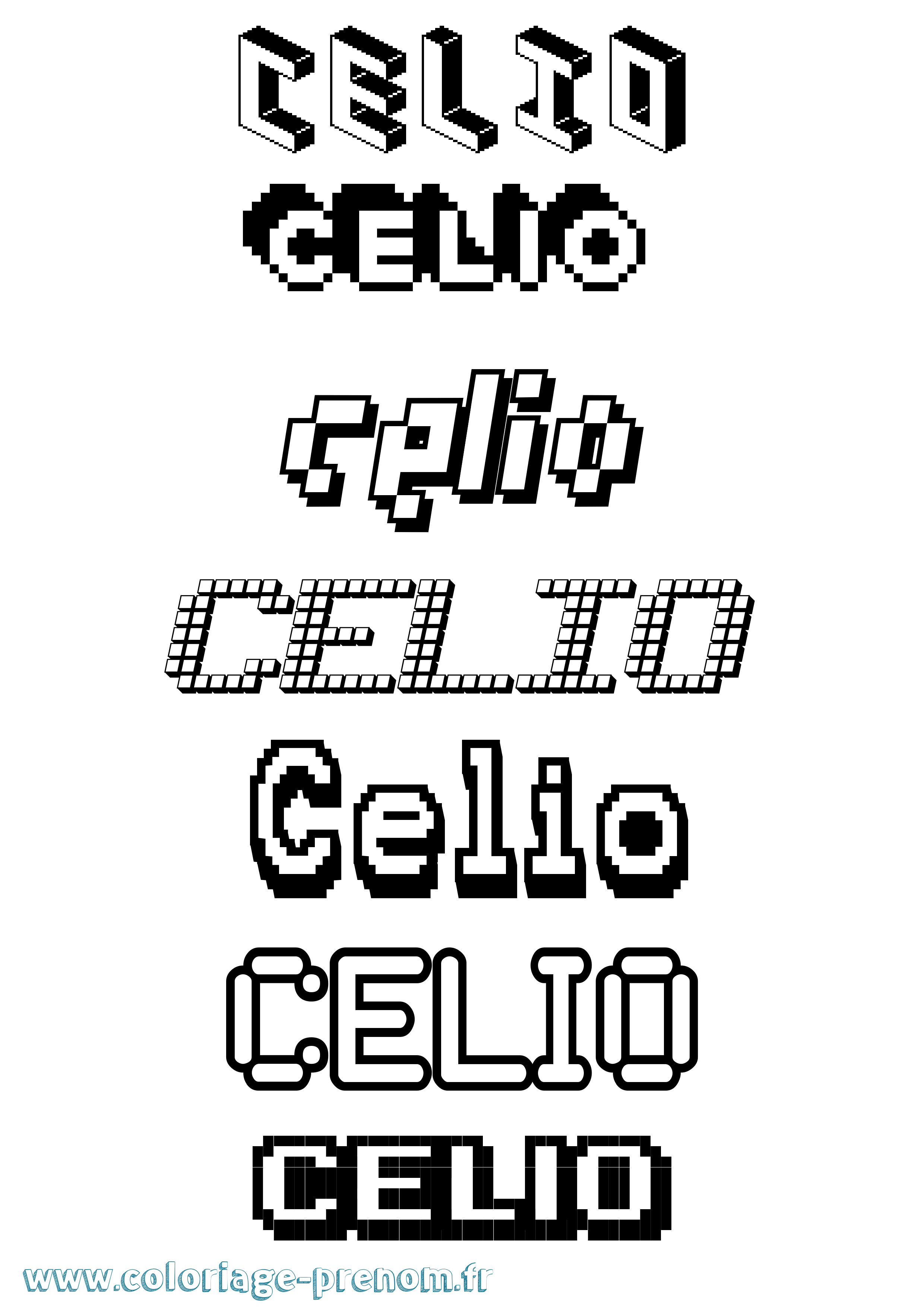 Coloriage prénom Celio Pixel