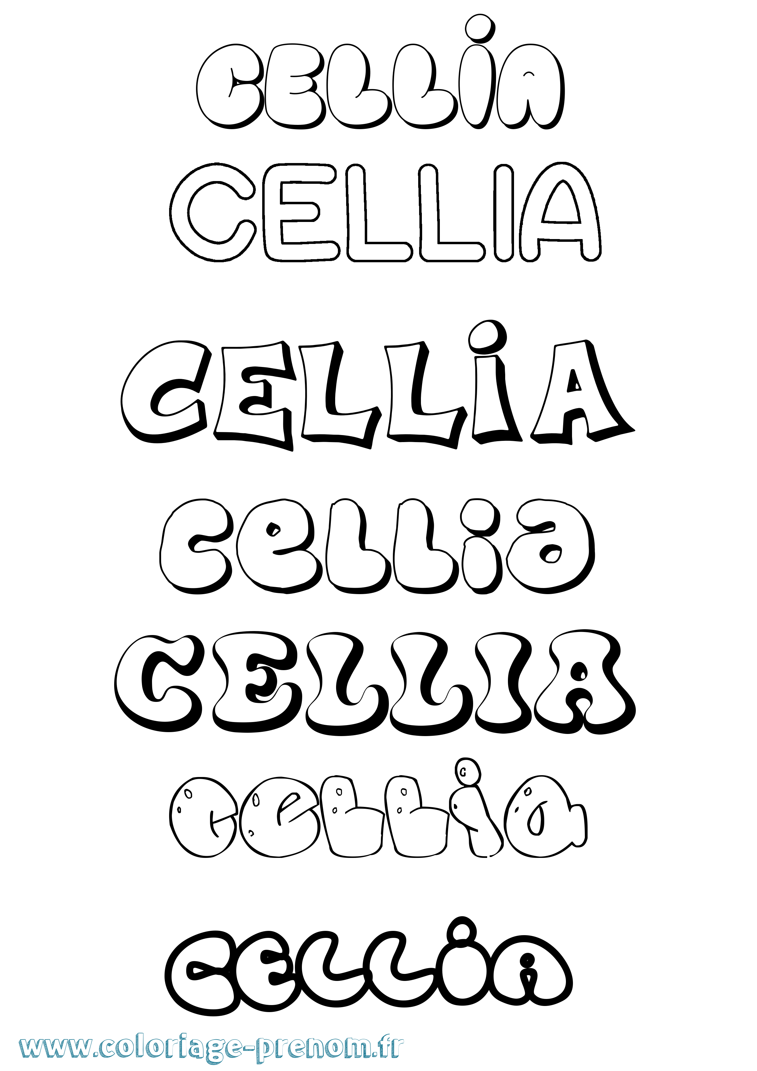 Coloriage Cellia Bubble Coloriage prénom Cellia Bubble