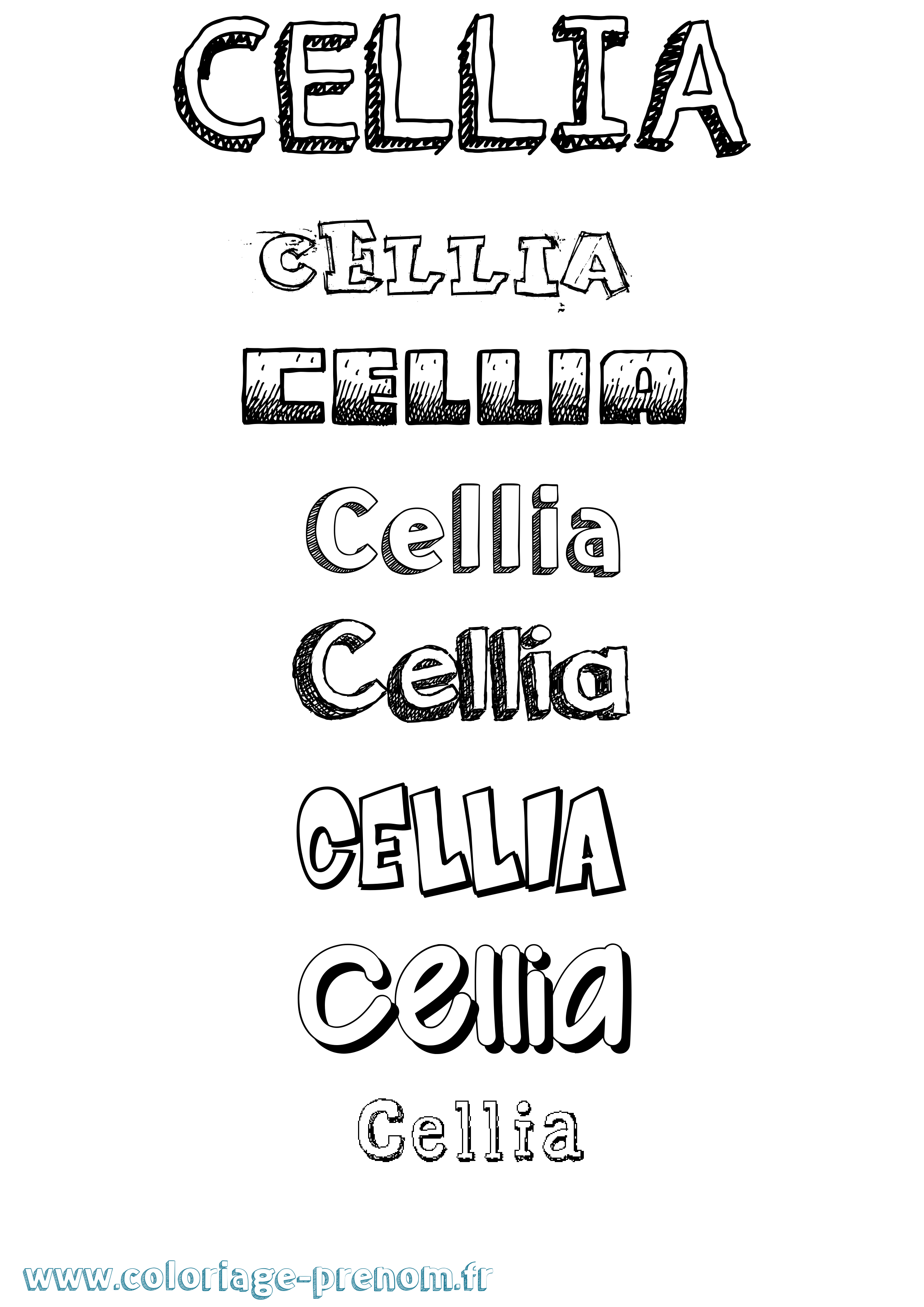 Coloriage Cellia Dessiné Coloriage prénom Cellia Dessiné