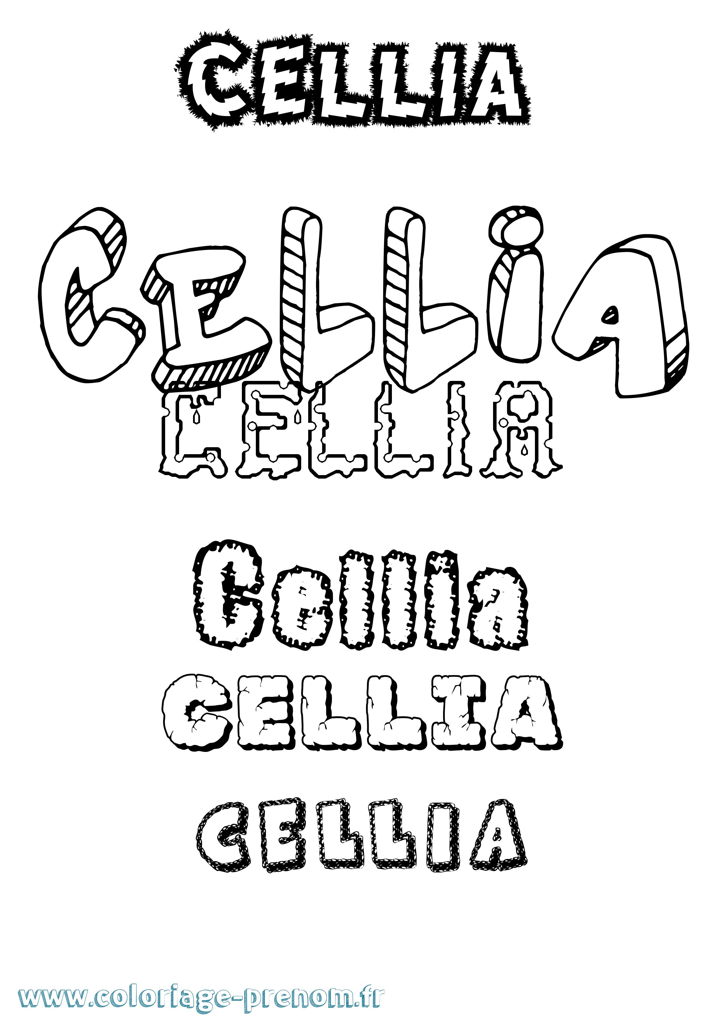 Coloriage Cellia Destructuré Coloriage prénom Cellia Destructuré