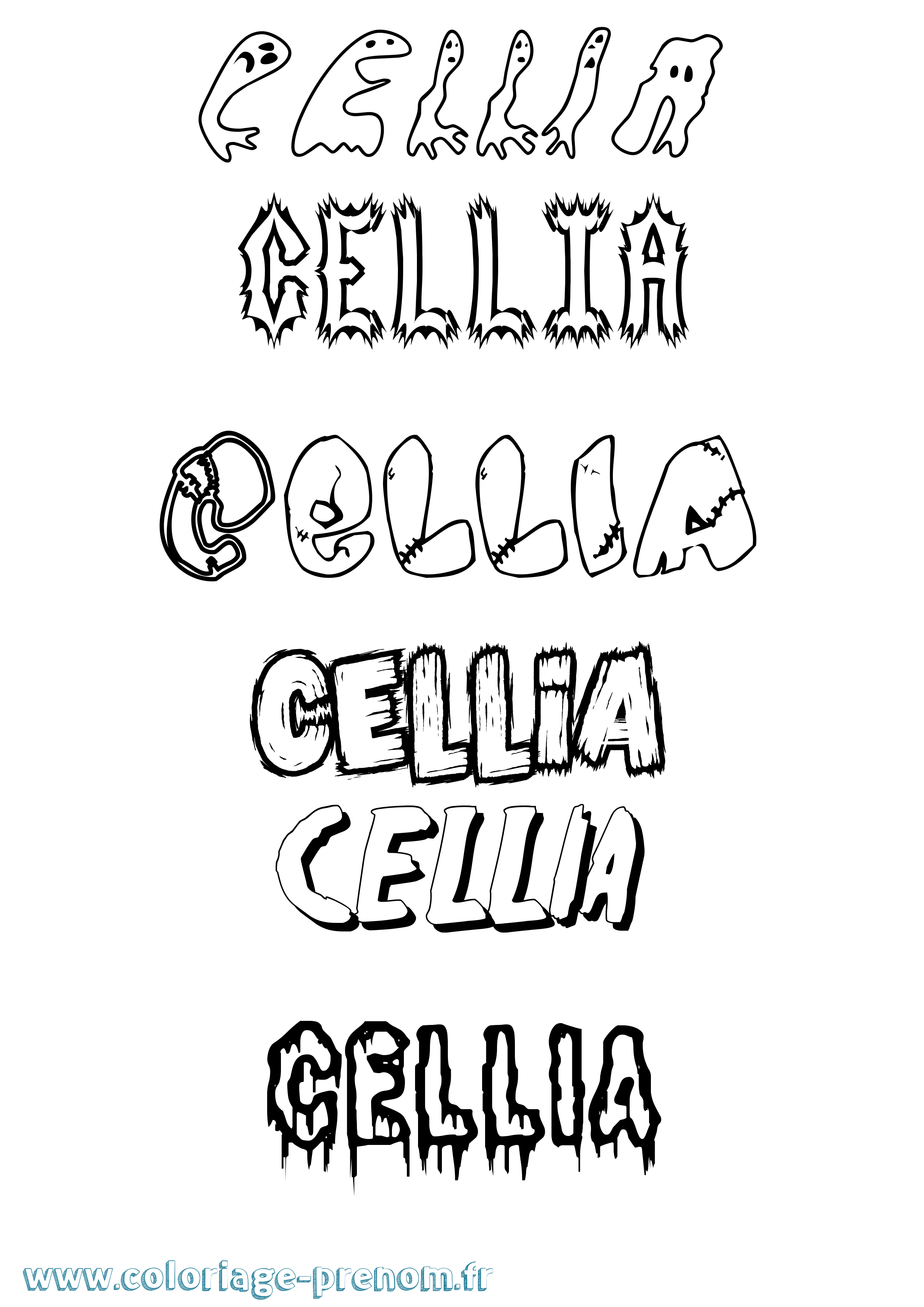 Coloriage Cellia Frisson Coloriage prénom Cellia Frisson
